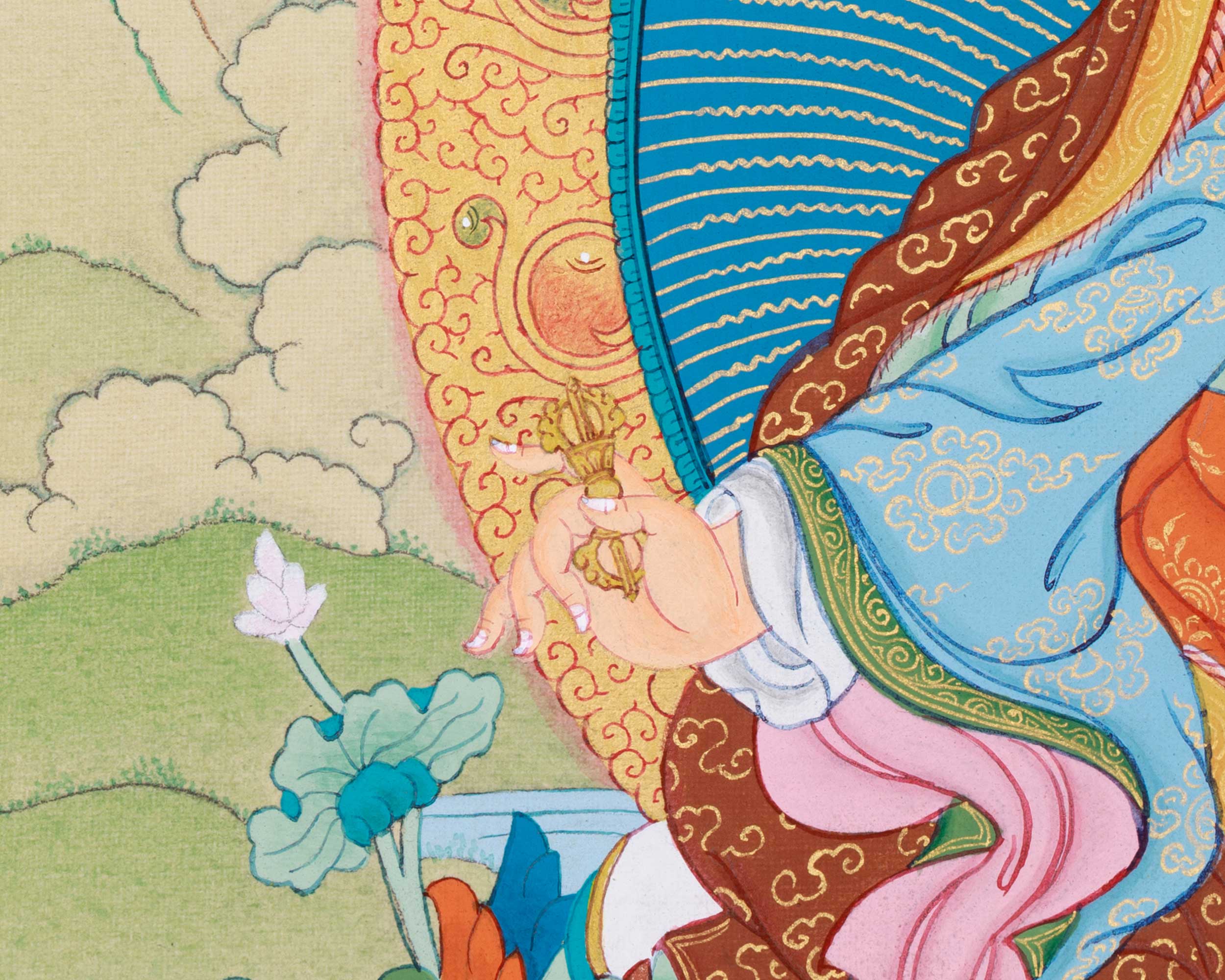 Guru Rinpoche Thangka: Free Brocade