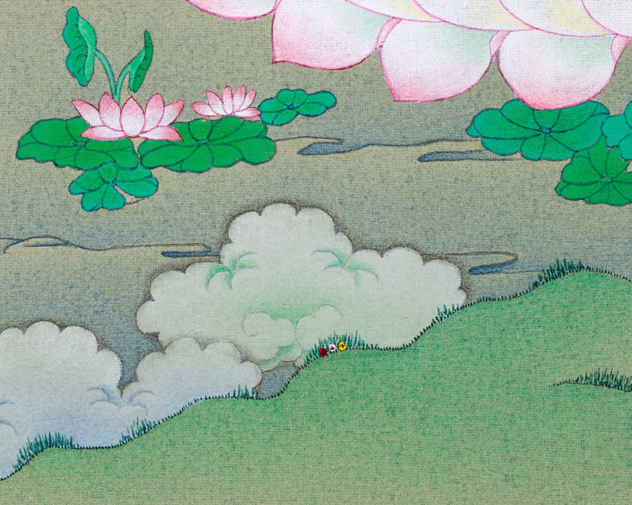 Small Hand-Painted Chenresig Thangka: Four Arm Bodhisattva | Compassion Deity