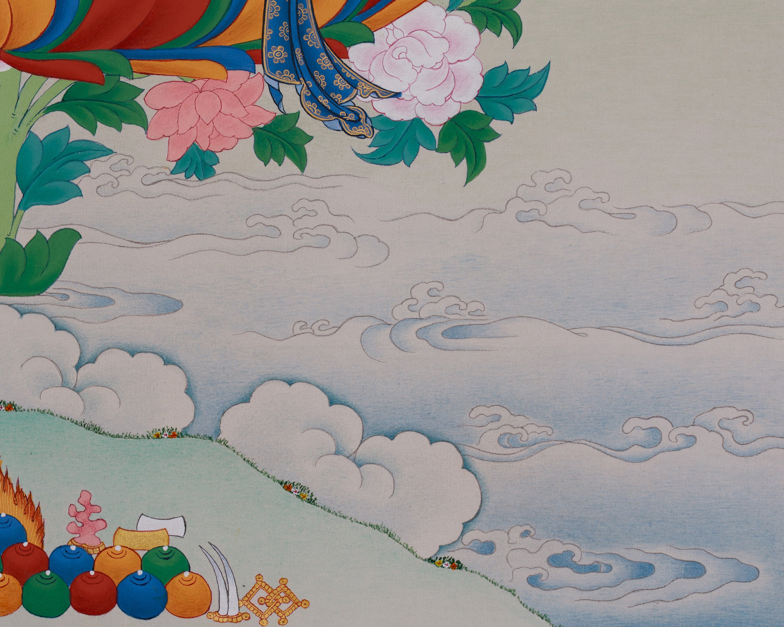 Enlightened Monju Bosatsu (Manjushri) Thangka | Master of Philosophy and Teachings