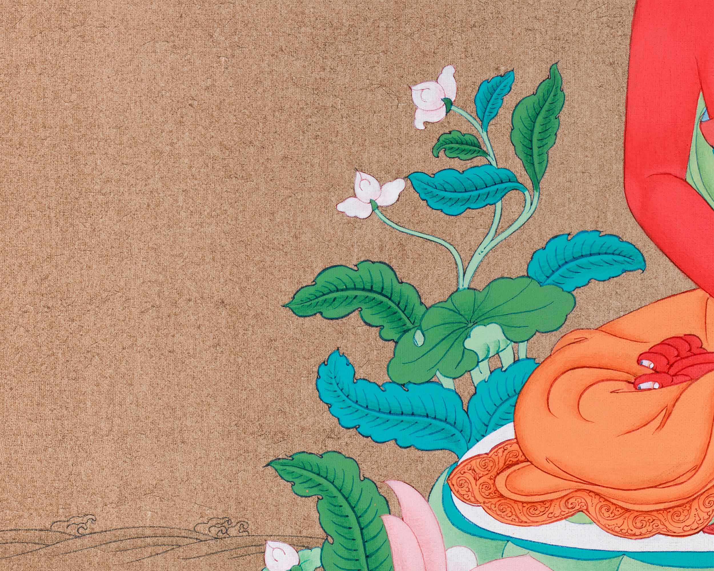 Red Amitabha Buddha Thangka | Pure Land Meditation Art | Tibetan Buddhist Decor