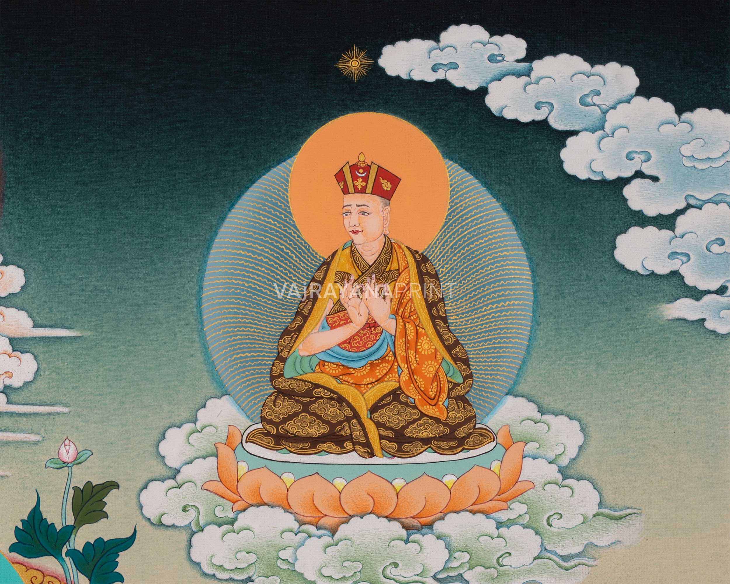 Chenresig, Manjushri Vajrapani Print | Kagyu Thangka Print