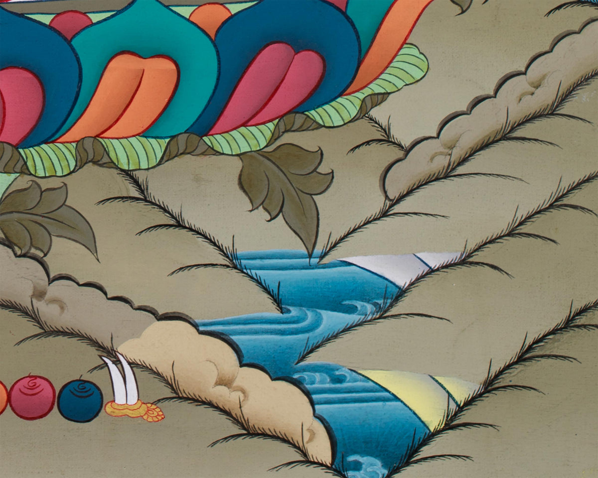 Hand-Painted Thangka of Blue Buddha, Bhaisajyaguru | Tibetan Healing Buddha