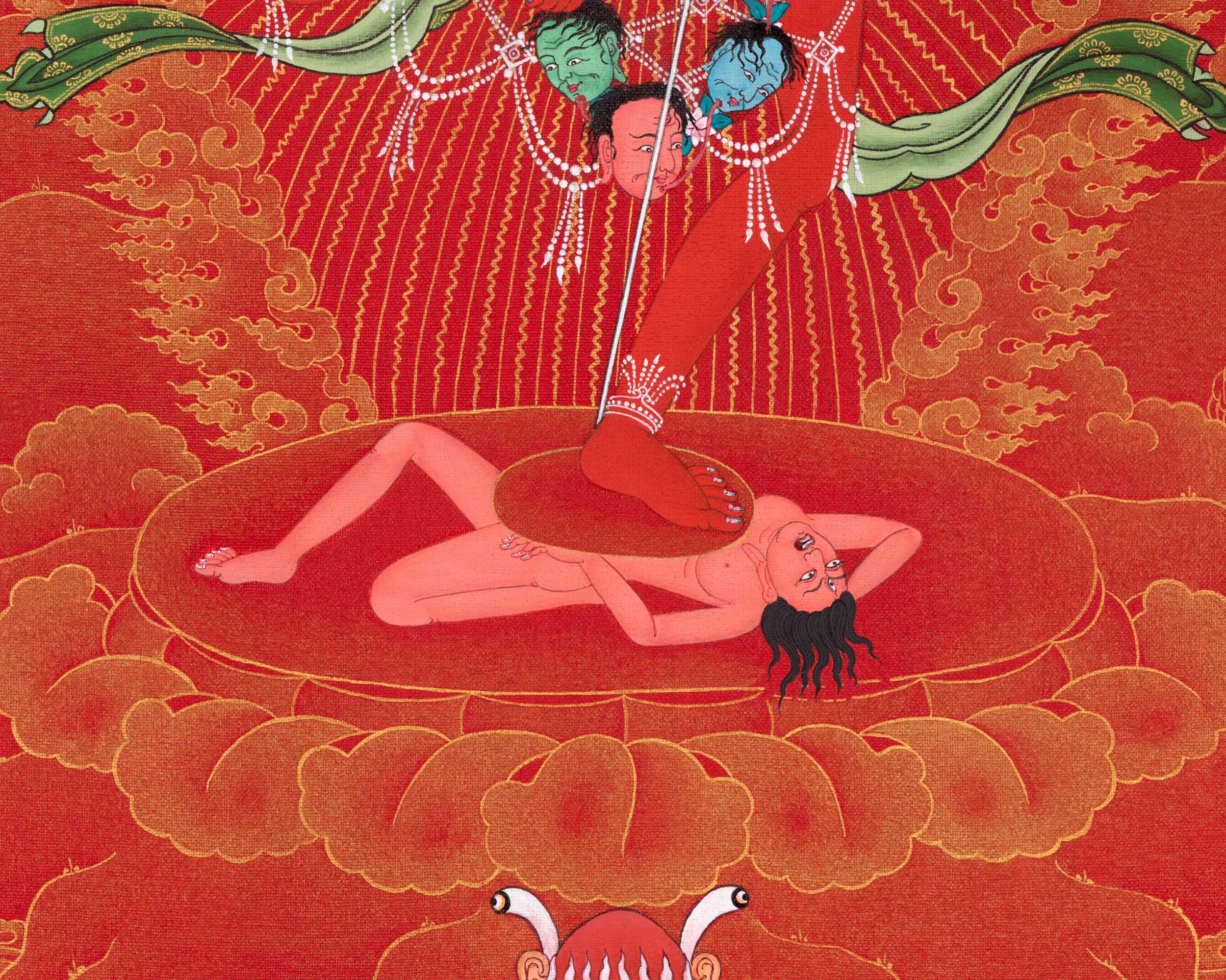 Red & Gold Vajravarahi Thangka | Dakini, Fierce Femininity | Traditional Buddhist Spiritual Wall Art