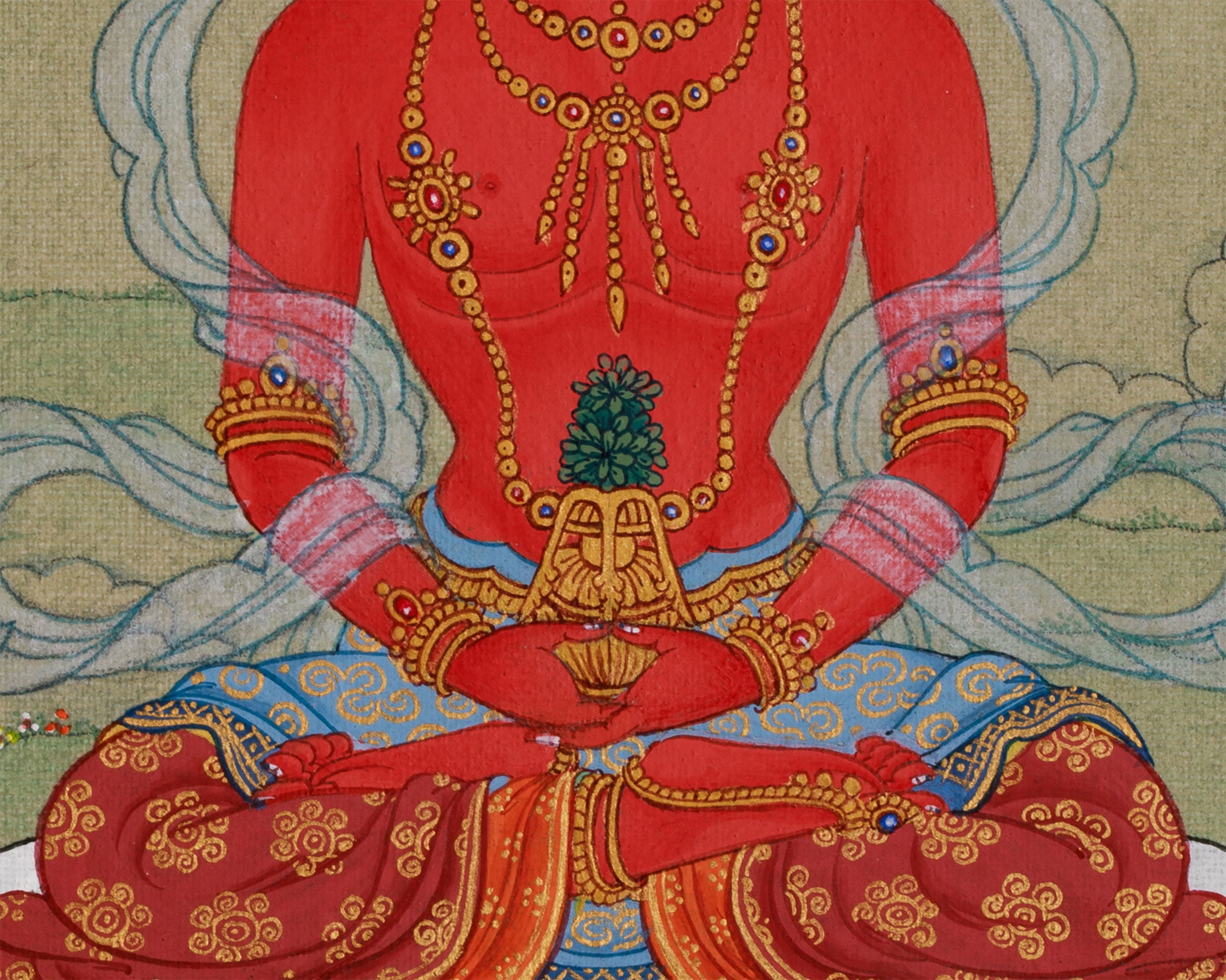 Compact Thangka of Amitayus Buddha | Red Buddha of Long Life