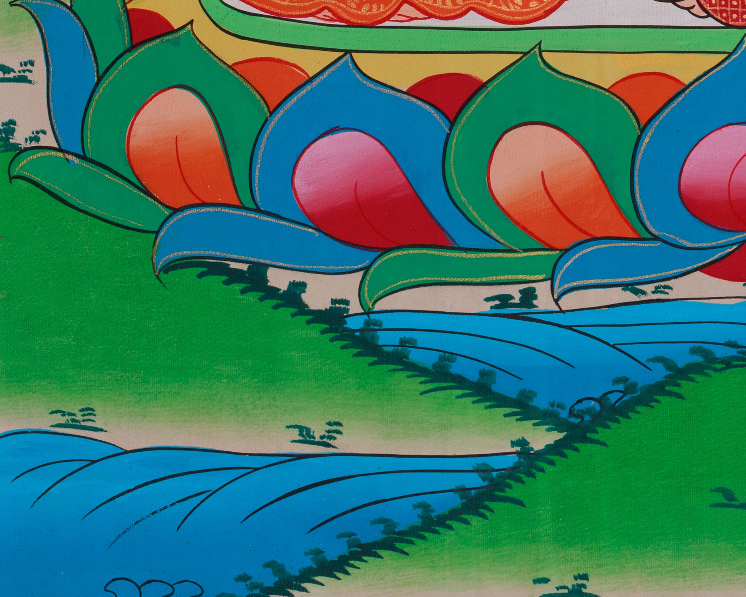 Amitabha, Red Buddha Thangka | Infinite Light and Compassion