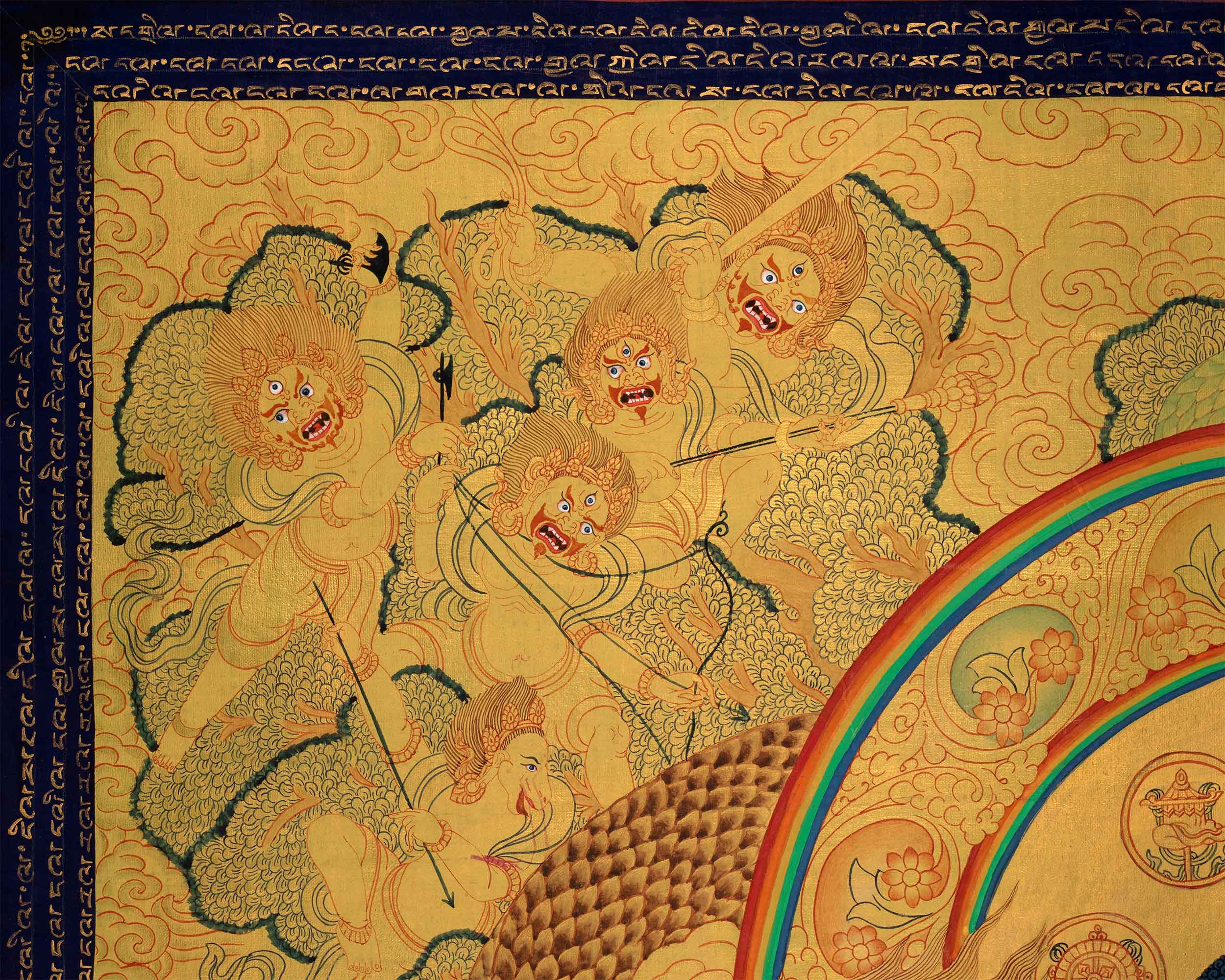 Divine Gautama Buddha Art | Shakyamuni Thangka in Glorious Gold | Traditional Hand Painted Thangka Art