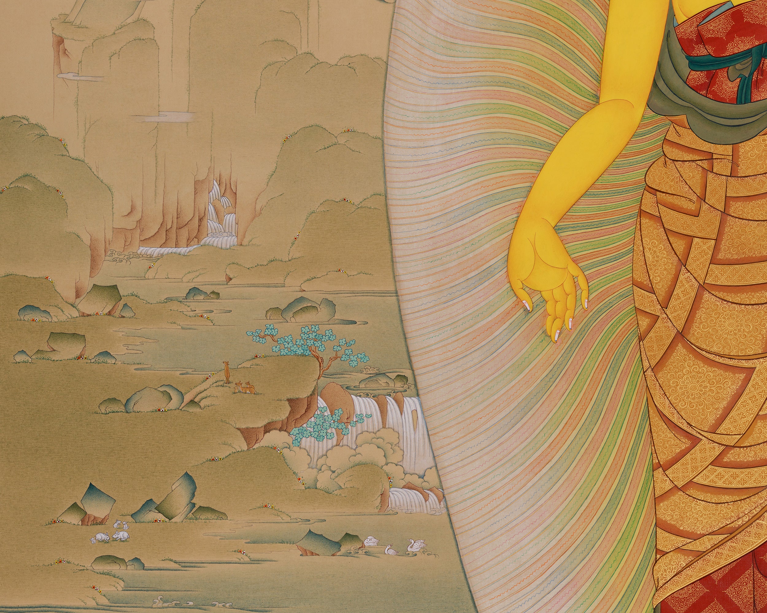 Standing Buddha Shakyamuni Thangka | Exquisite Karma Gadri Masterpiece