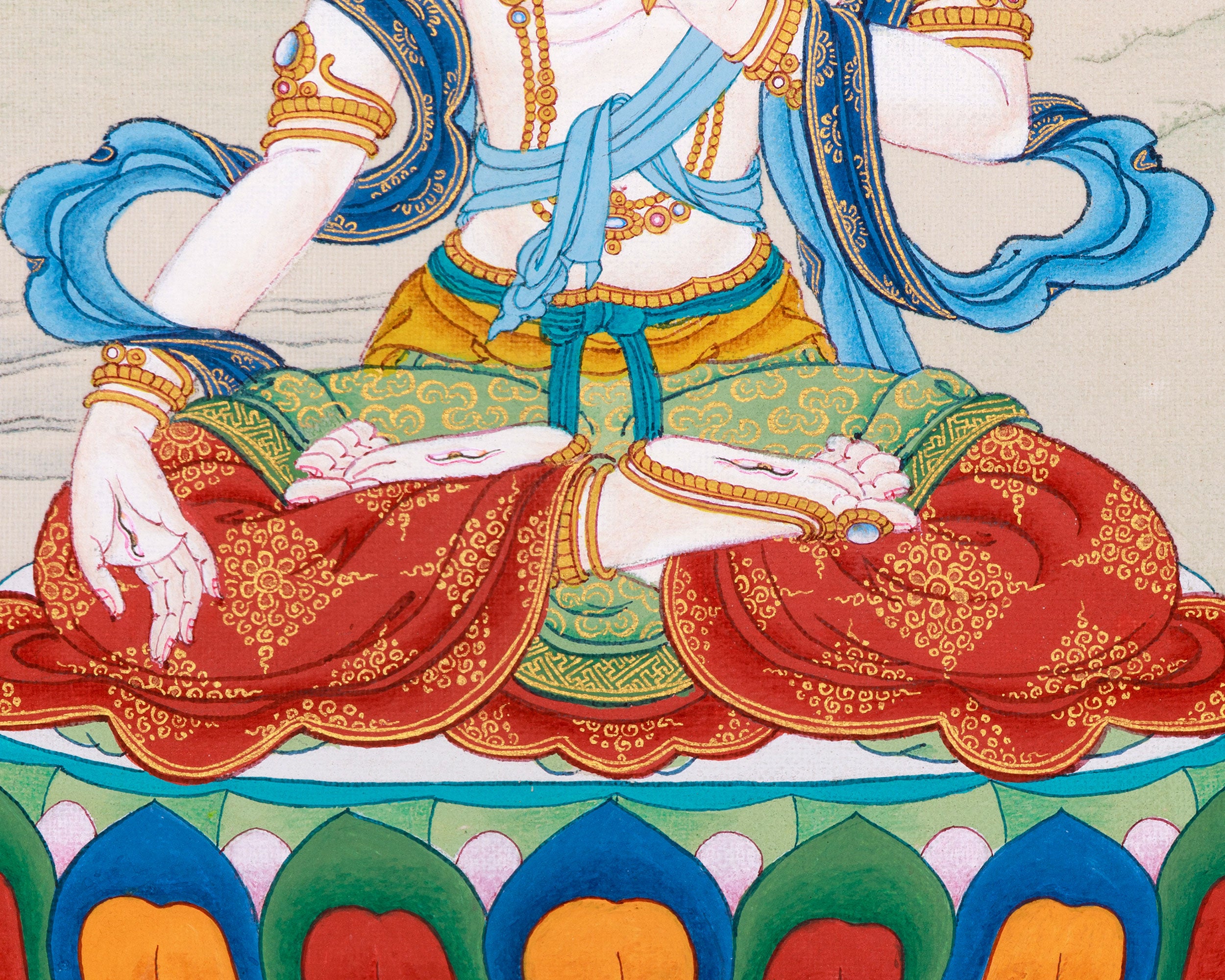 Seven Eyed Goddess Thangka | White Tara Figurine | Compassionate Healing