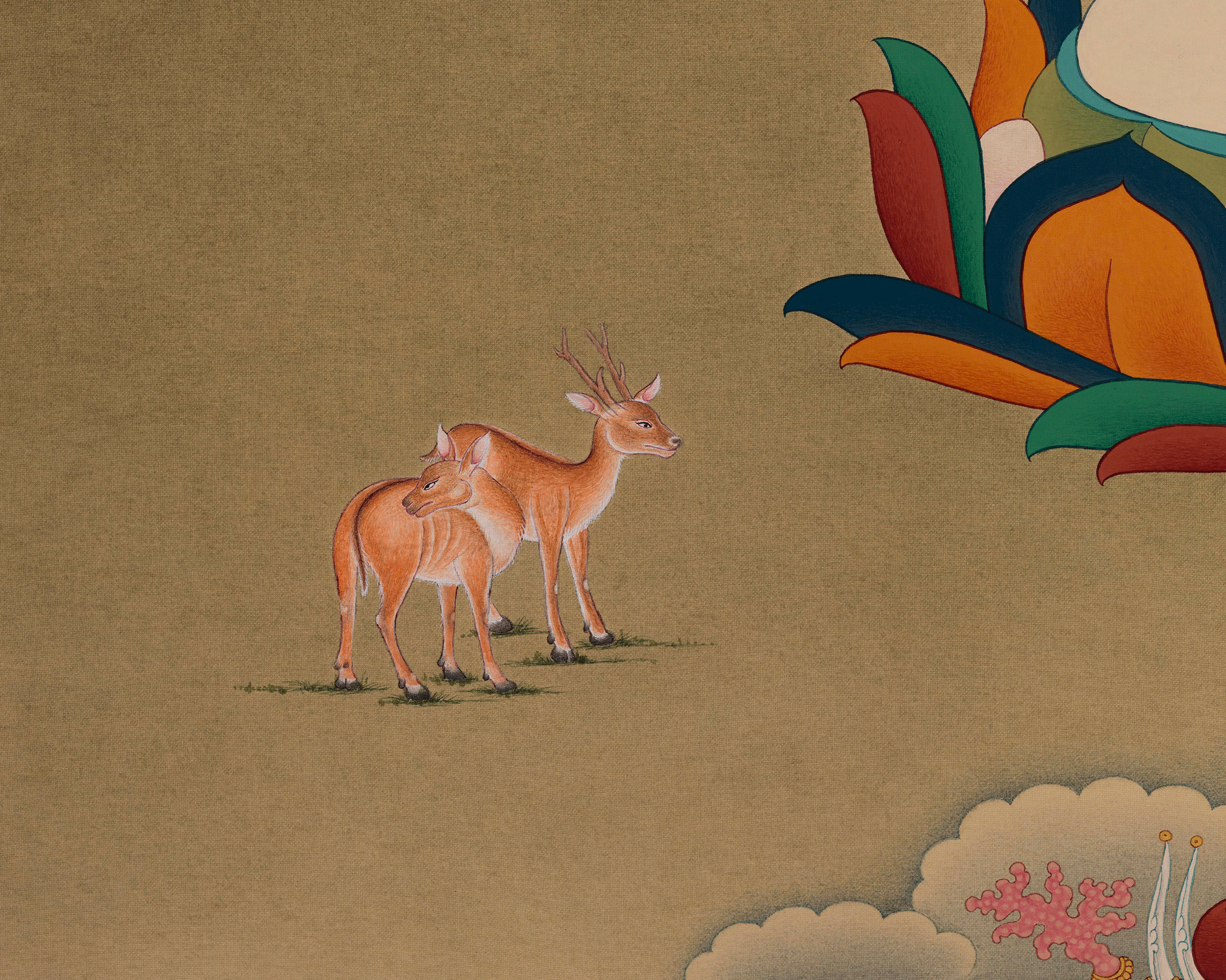 Tibetan Standing Chenrezig Thangka | The Bodhisattva of Compassion