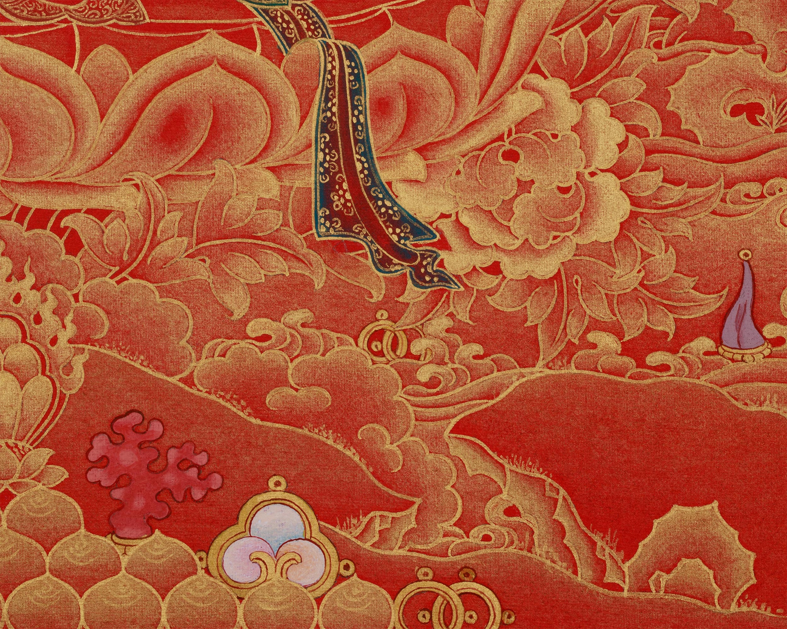 Golden White Tara Goddess Thangka | Divine Mother of Long Life