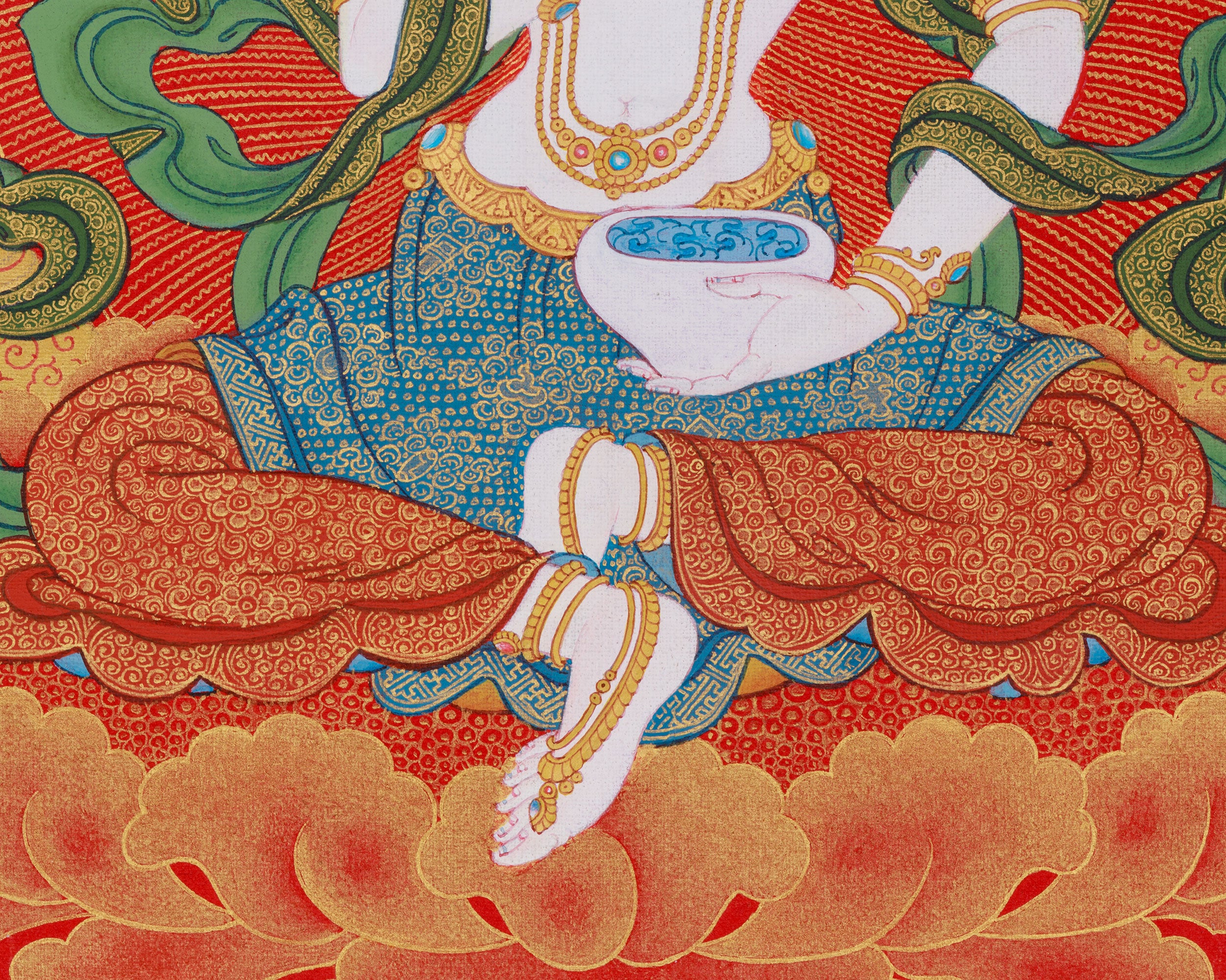 Radiant Gold Yeshe Tsogyal Thangka | Dakini of Buddhism