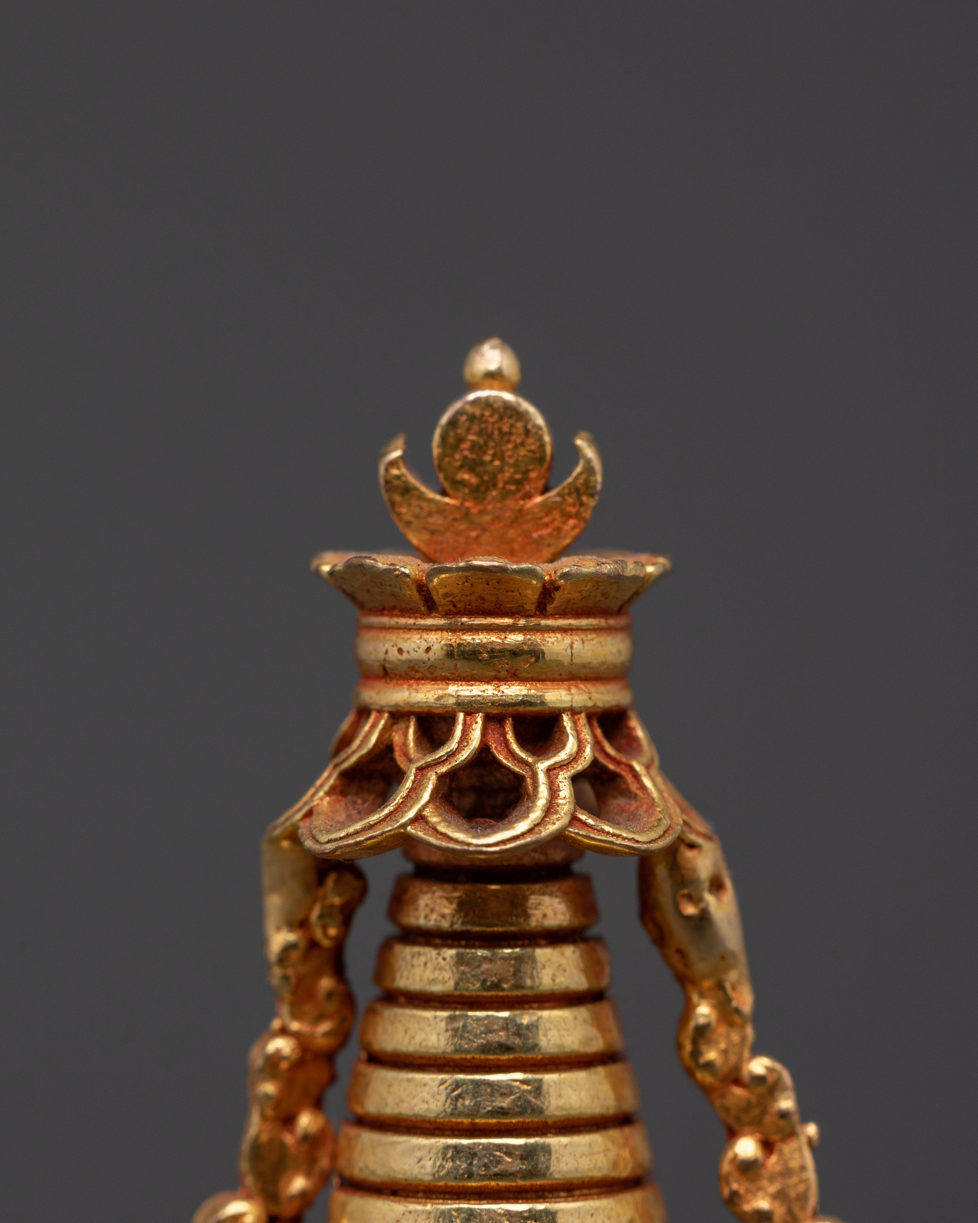 Sacred Copper Buddhist Shrine | Handcrafted Gold Plated Tibetan Decor