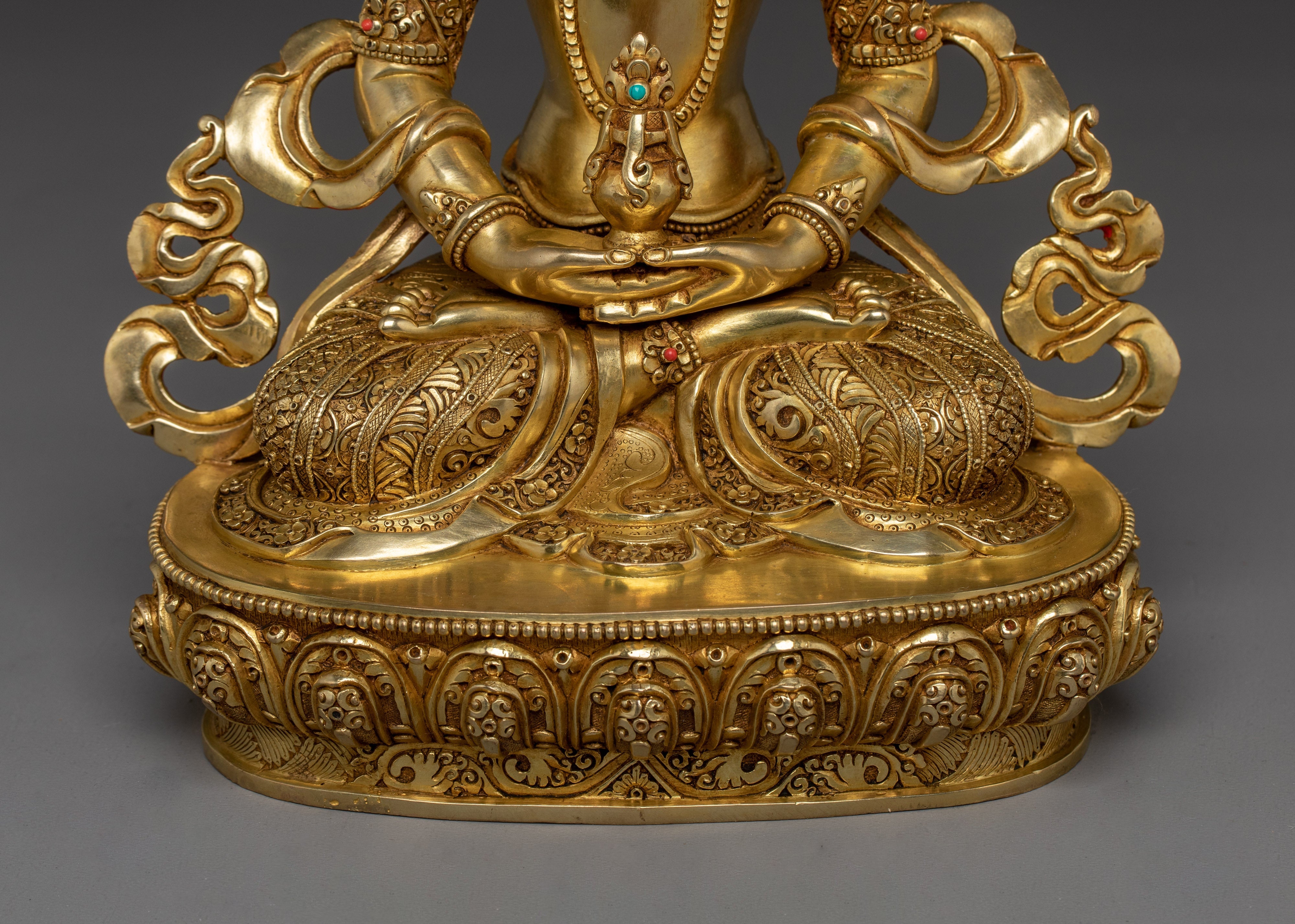 24k Gold Gilded Sculpture of Amitayus | Embodiment of Infinite Life and Longevity