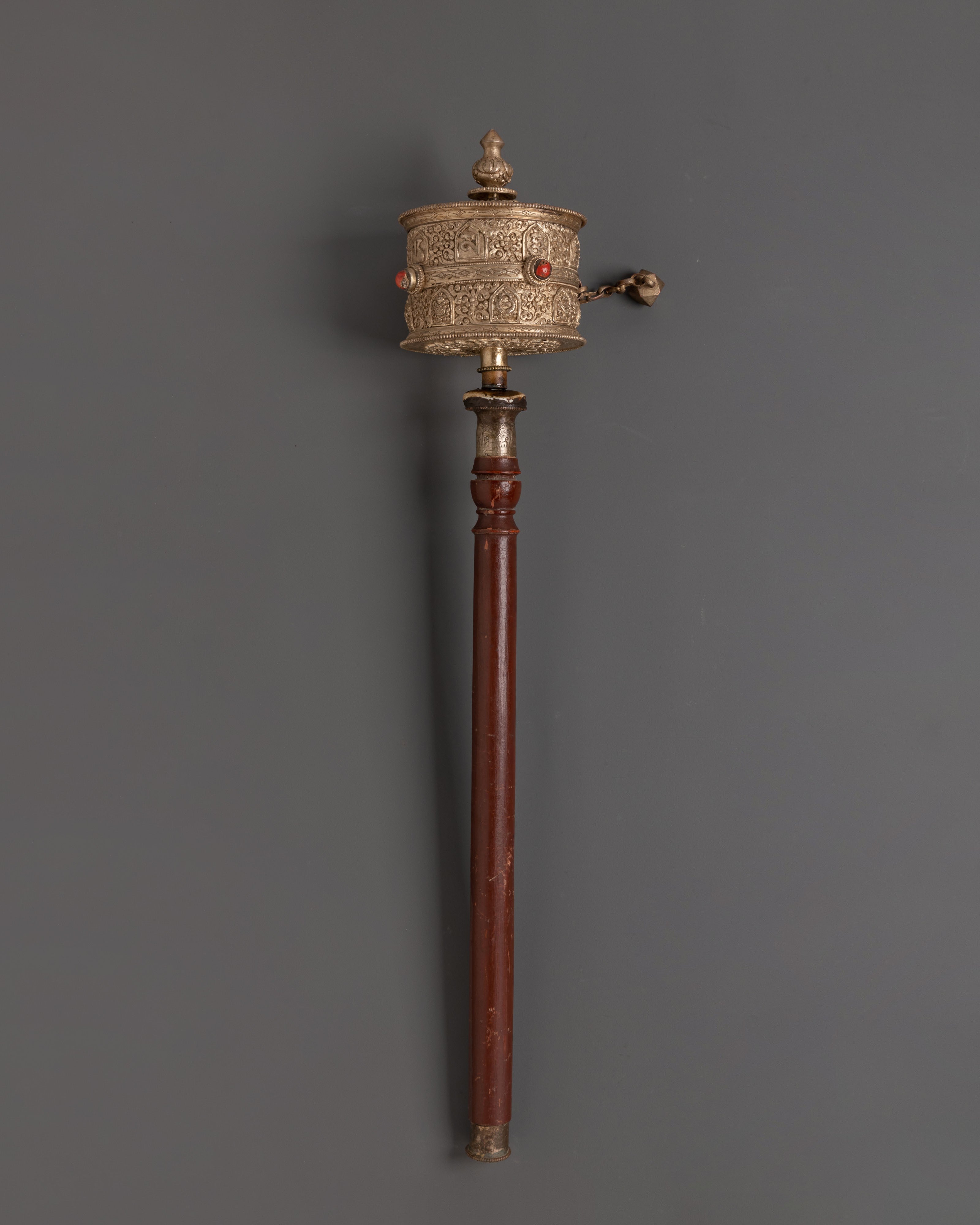Silver Plated Buddhist Prayer Wheel | Tibetan Spiritual Wheel