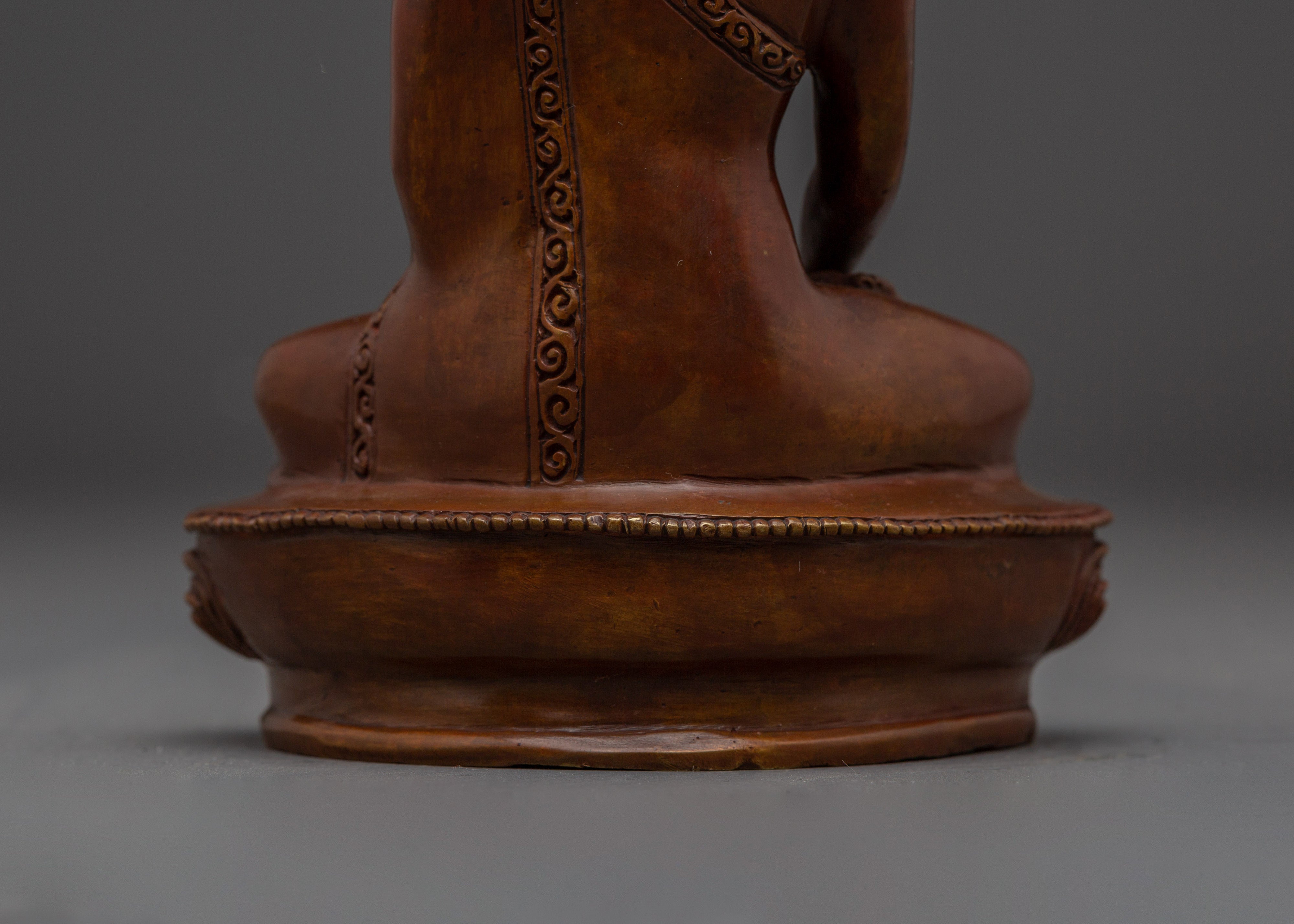 Handcrafted Oxidized Copper Shakyamuni Buddha Sculpture | Nepalese Altar Statue