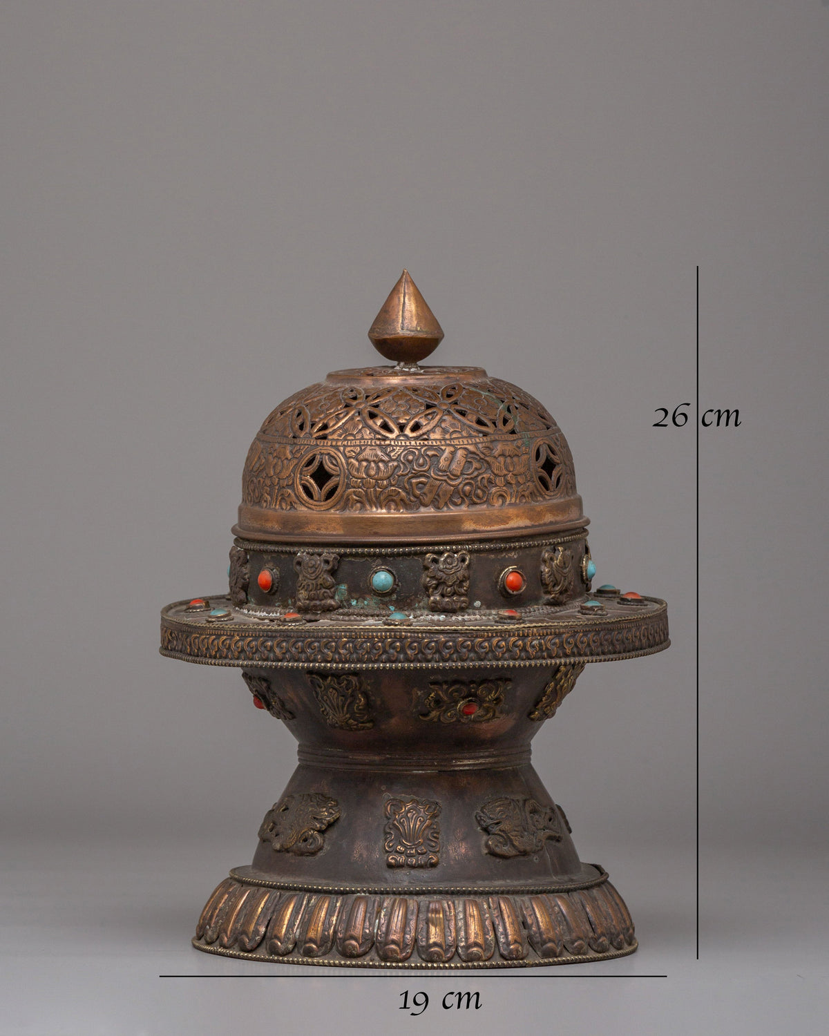 Incense Holder For Ritual | Copper Body With Gemstones