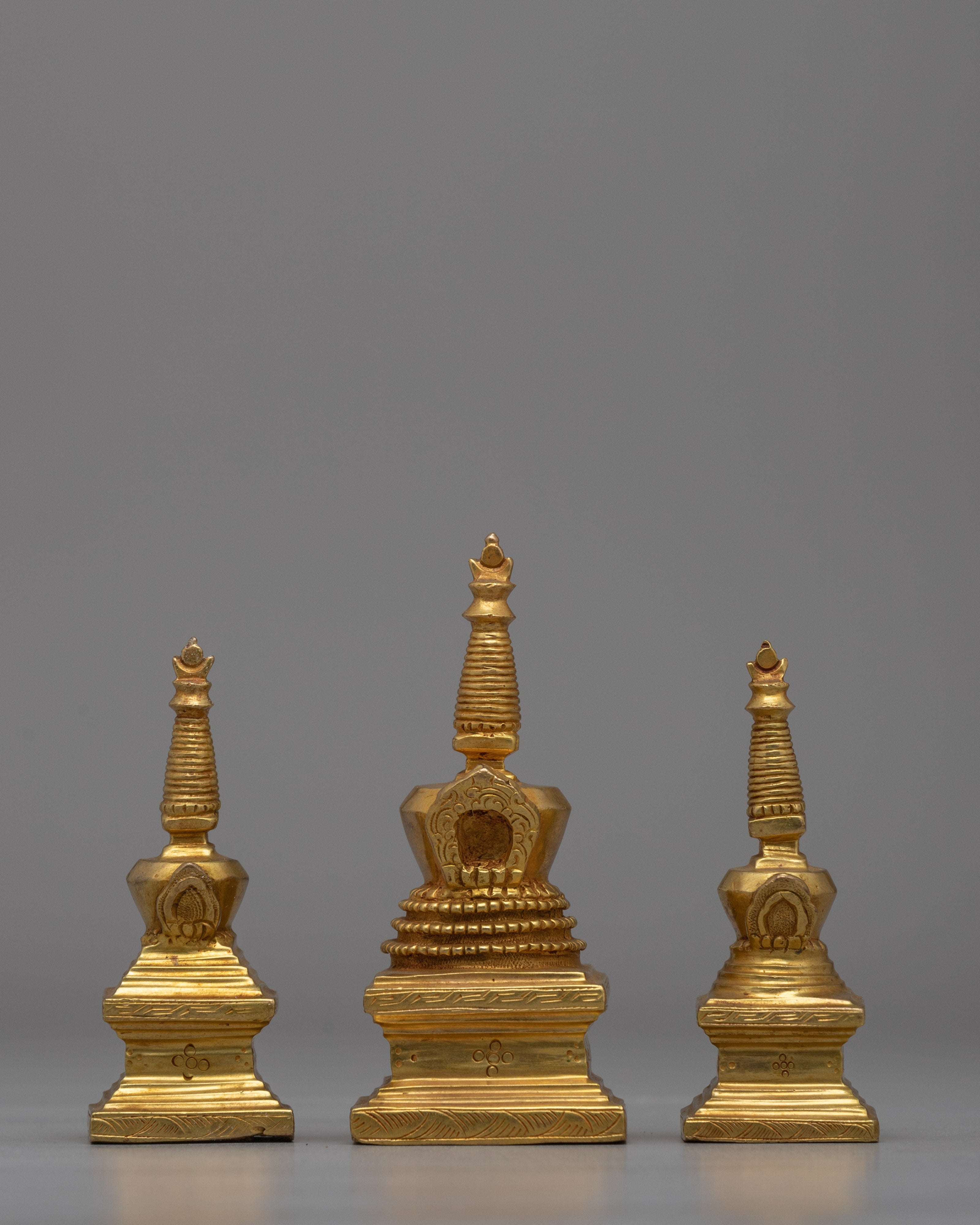 Gold-Plated Buddhist Stupa Set