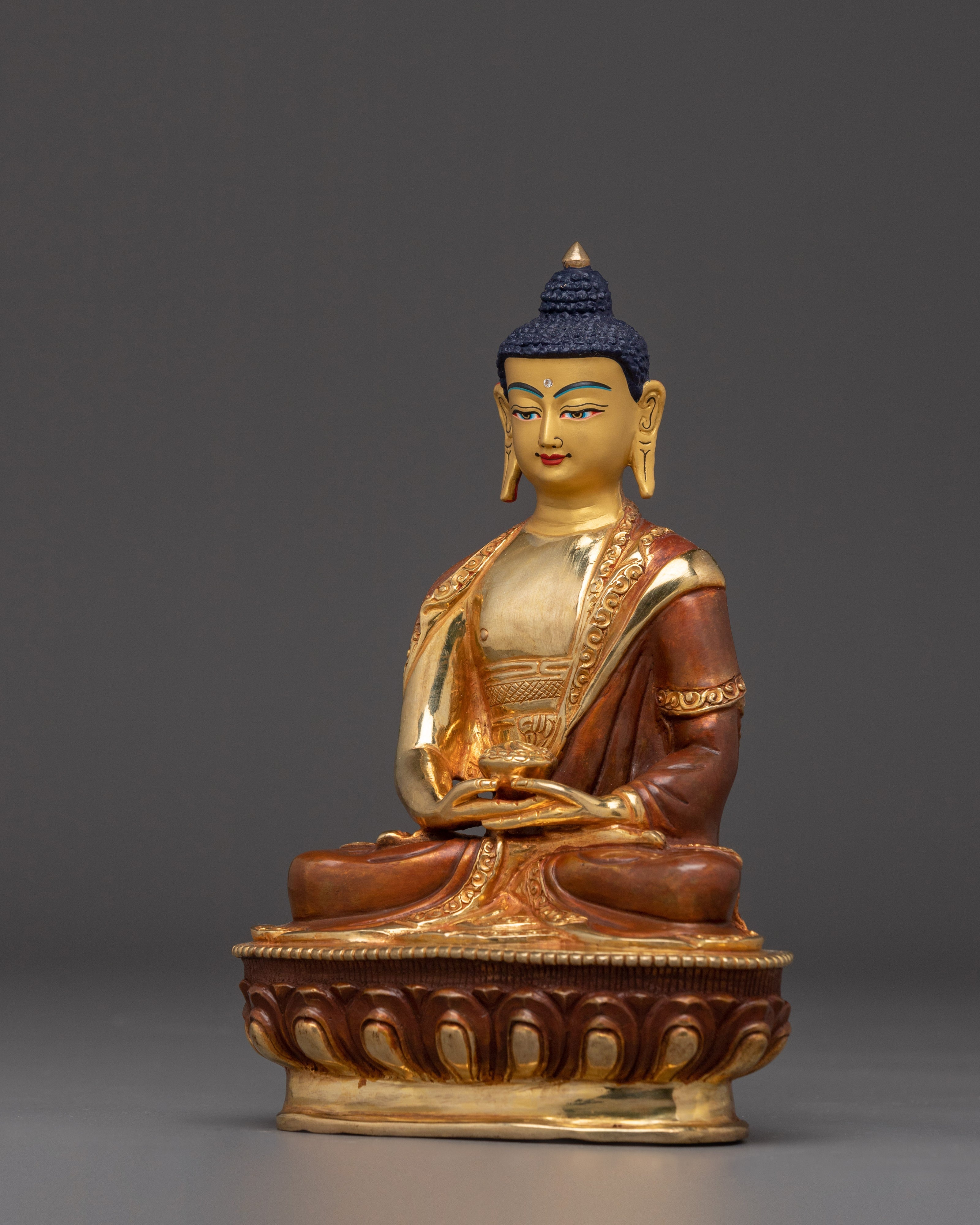 Handcrafted Amitabha Buddha Statue | Copper and 24K Gold Artistry