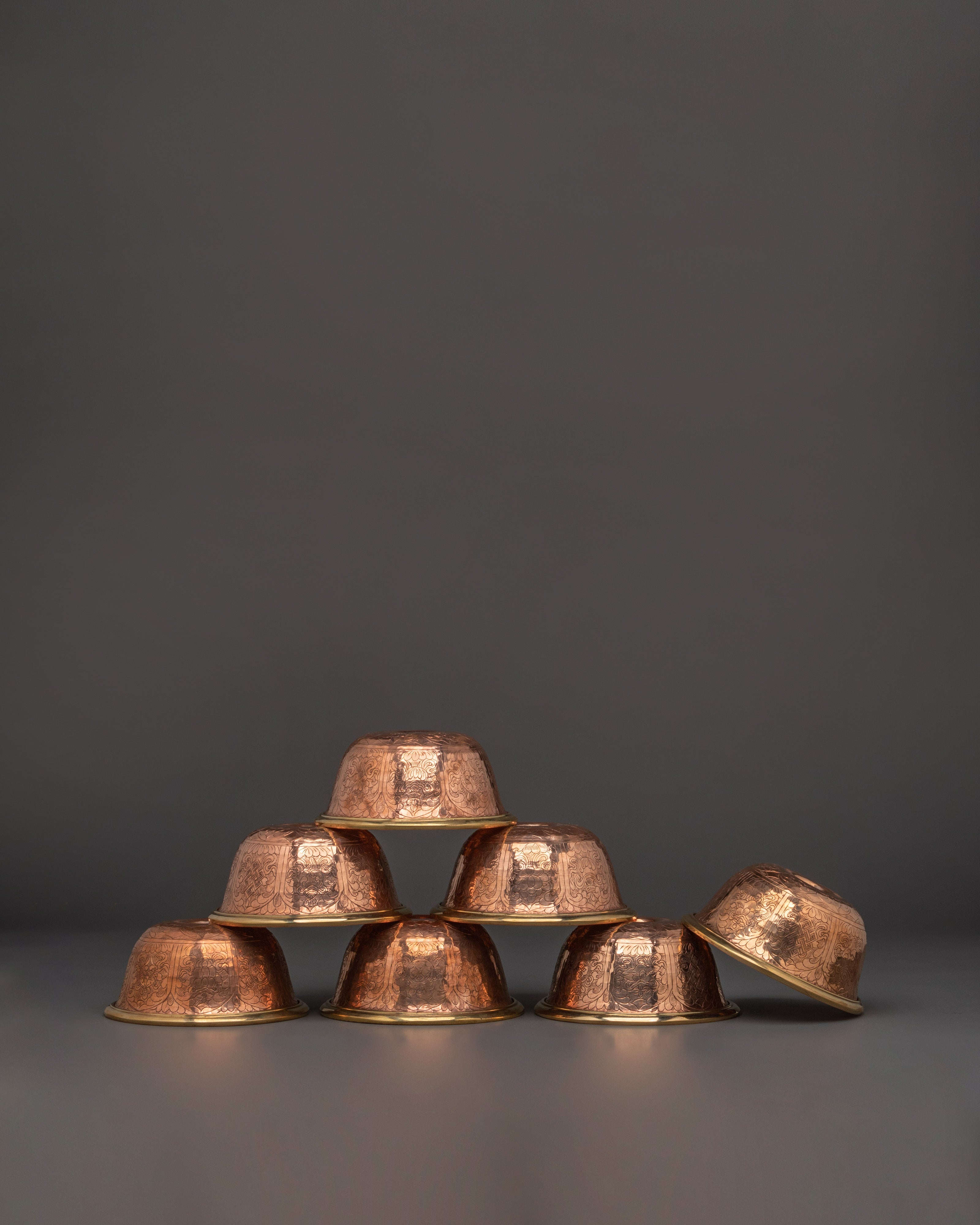 Seven-Offering Bowls Set | Copper and Brass Ritual Bowls
