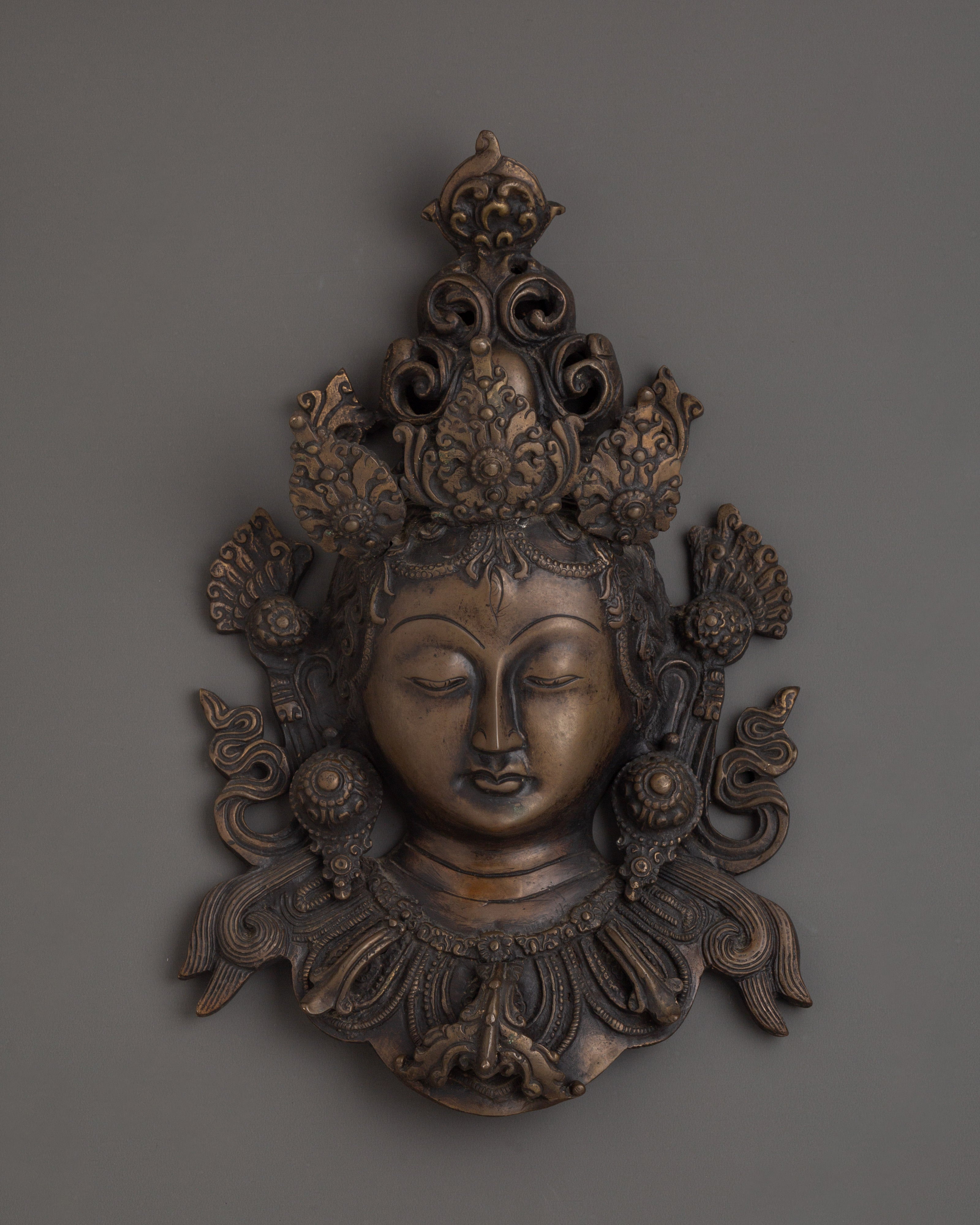 Oxidized Brass Green Tara Wall Hanging