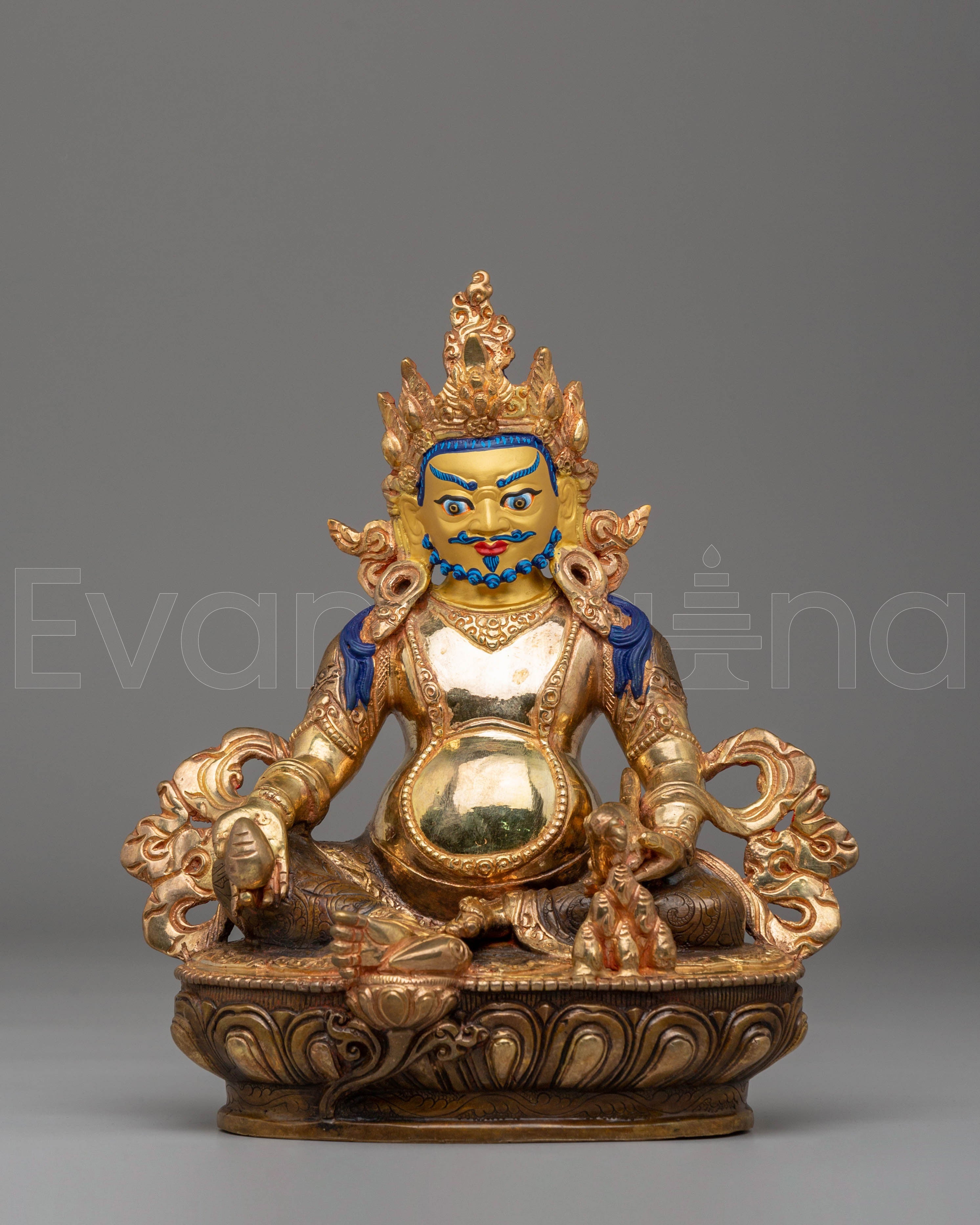 Dzambhala Handcrafted Sculpture | Gold Plated Prosperity Deity Statue