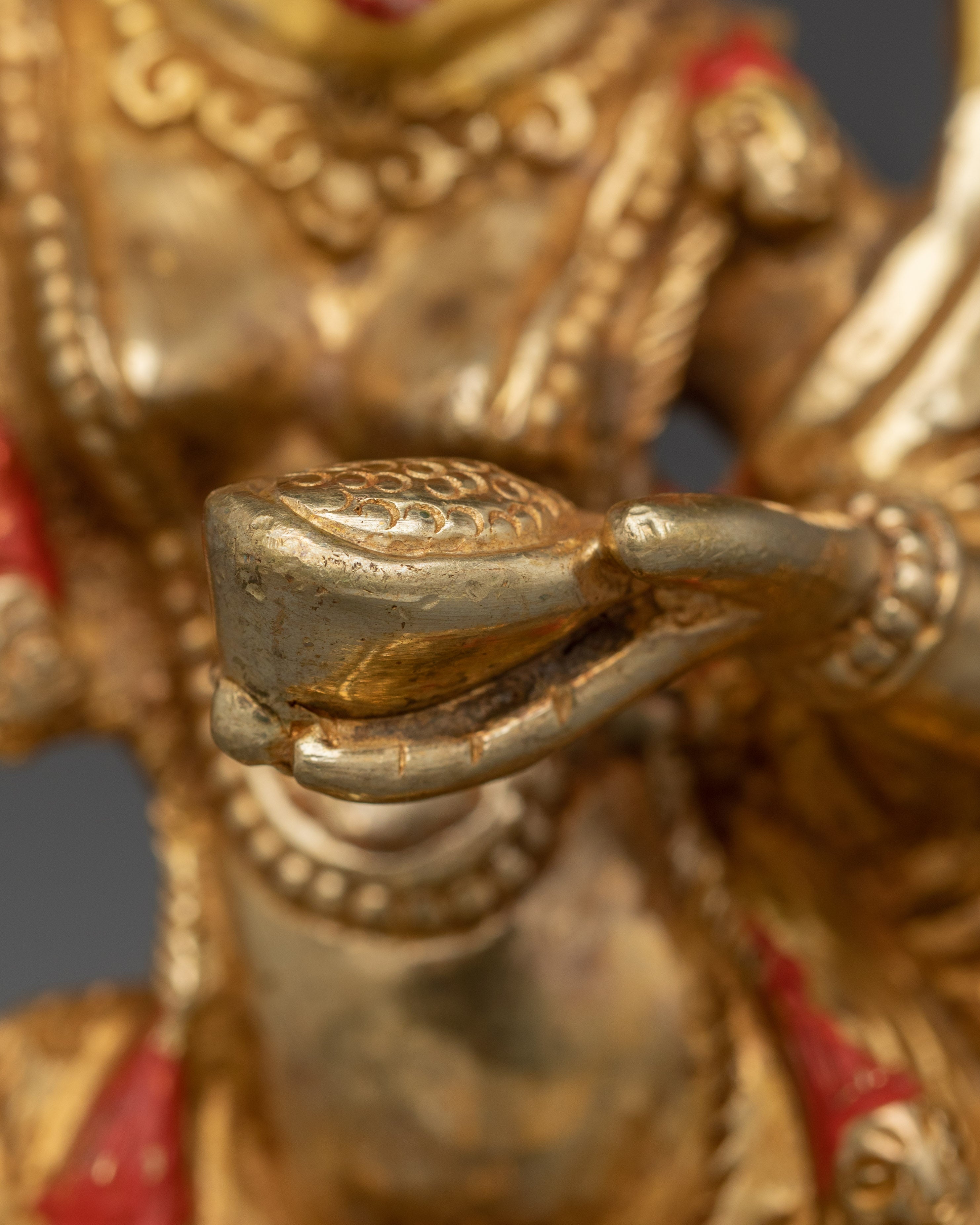 Handcrafted Simhamukha Gold Gilded Statue | Powerful Protector and Symbol of Strength