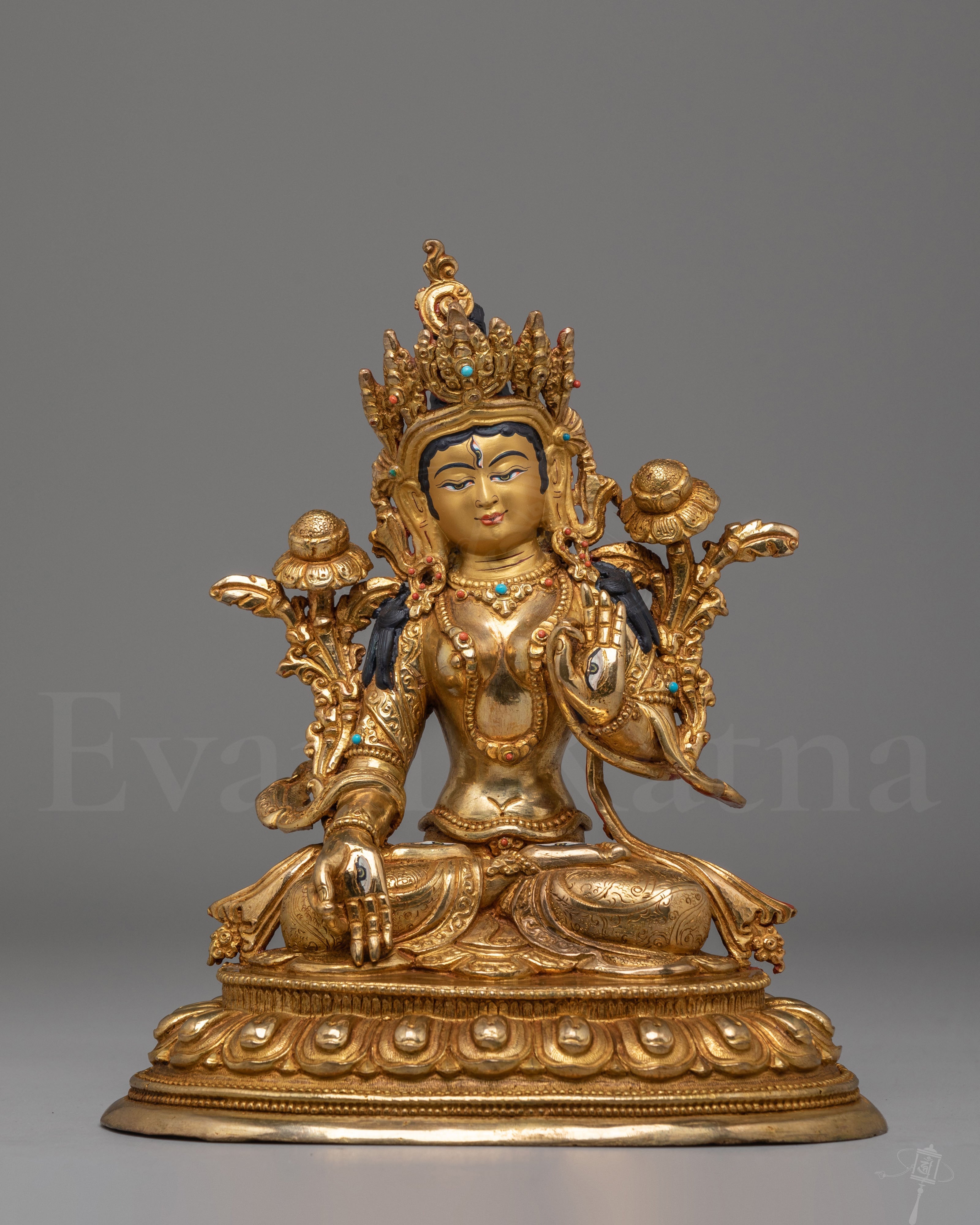 Seven-Eyed White Tara Deity Statue