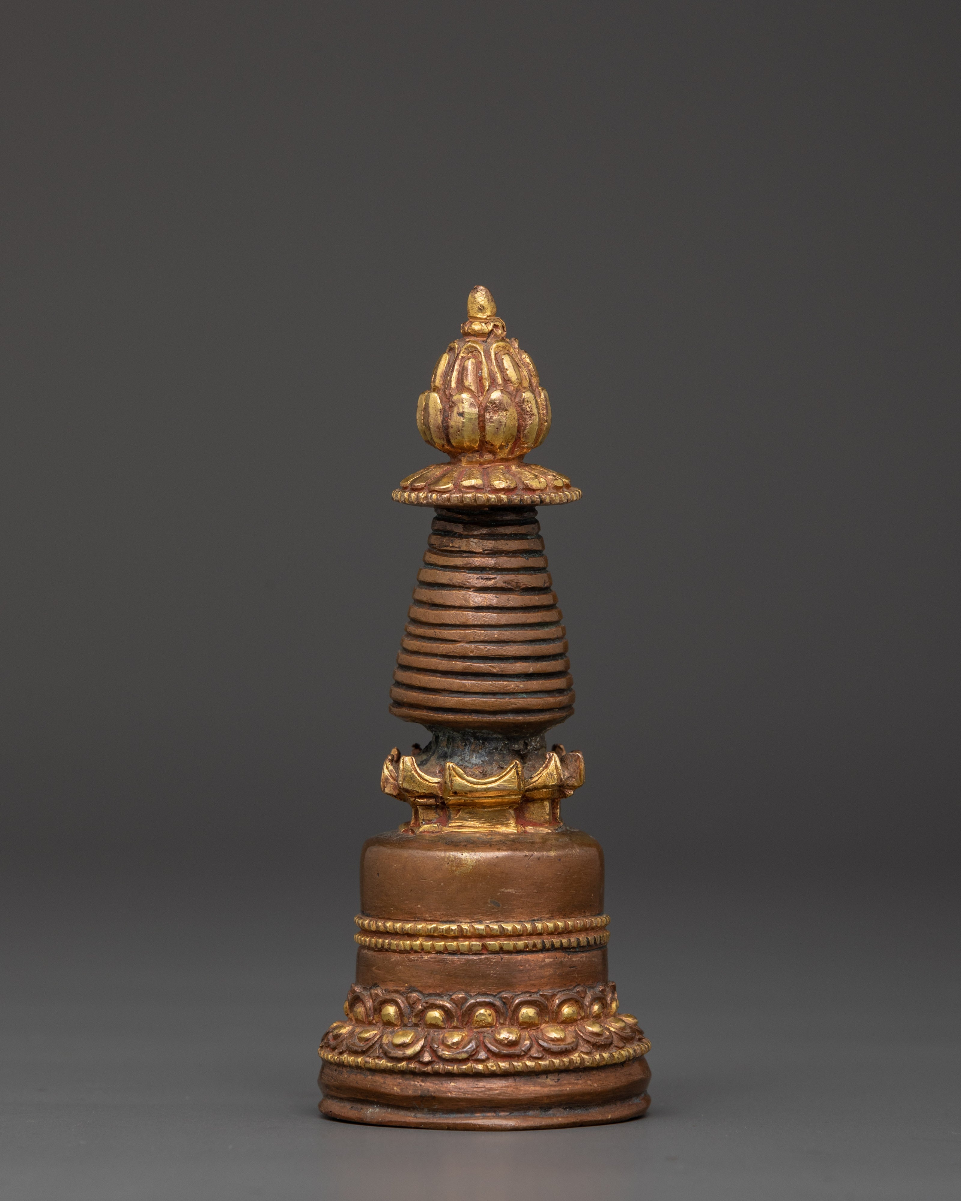 Himalayan Spiritual Stupa | Handcrafted Copper Body with Gold Plated Finish