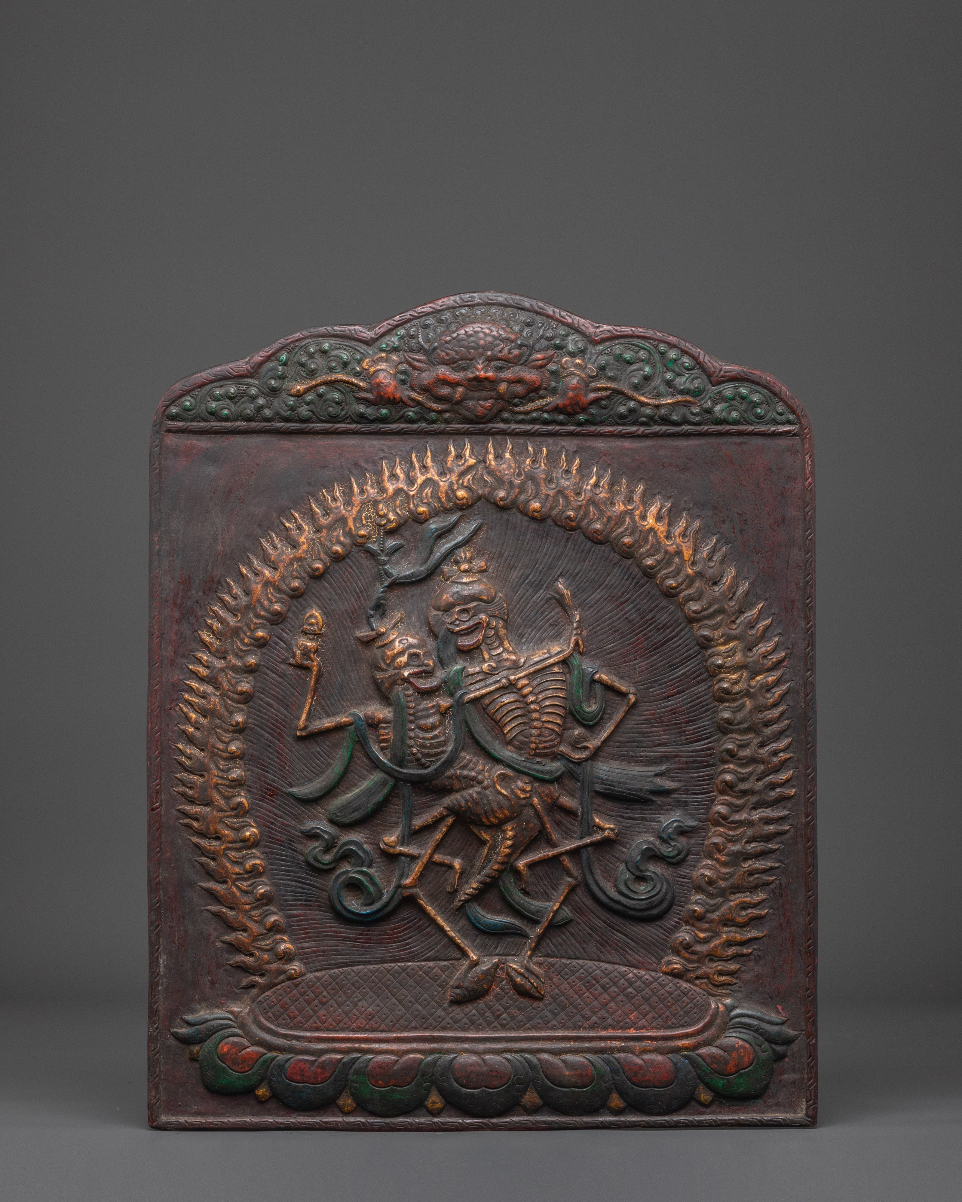 Protector Deity Chitipati Wall Hanging | Spiritual Copper Wall Art for Protection