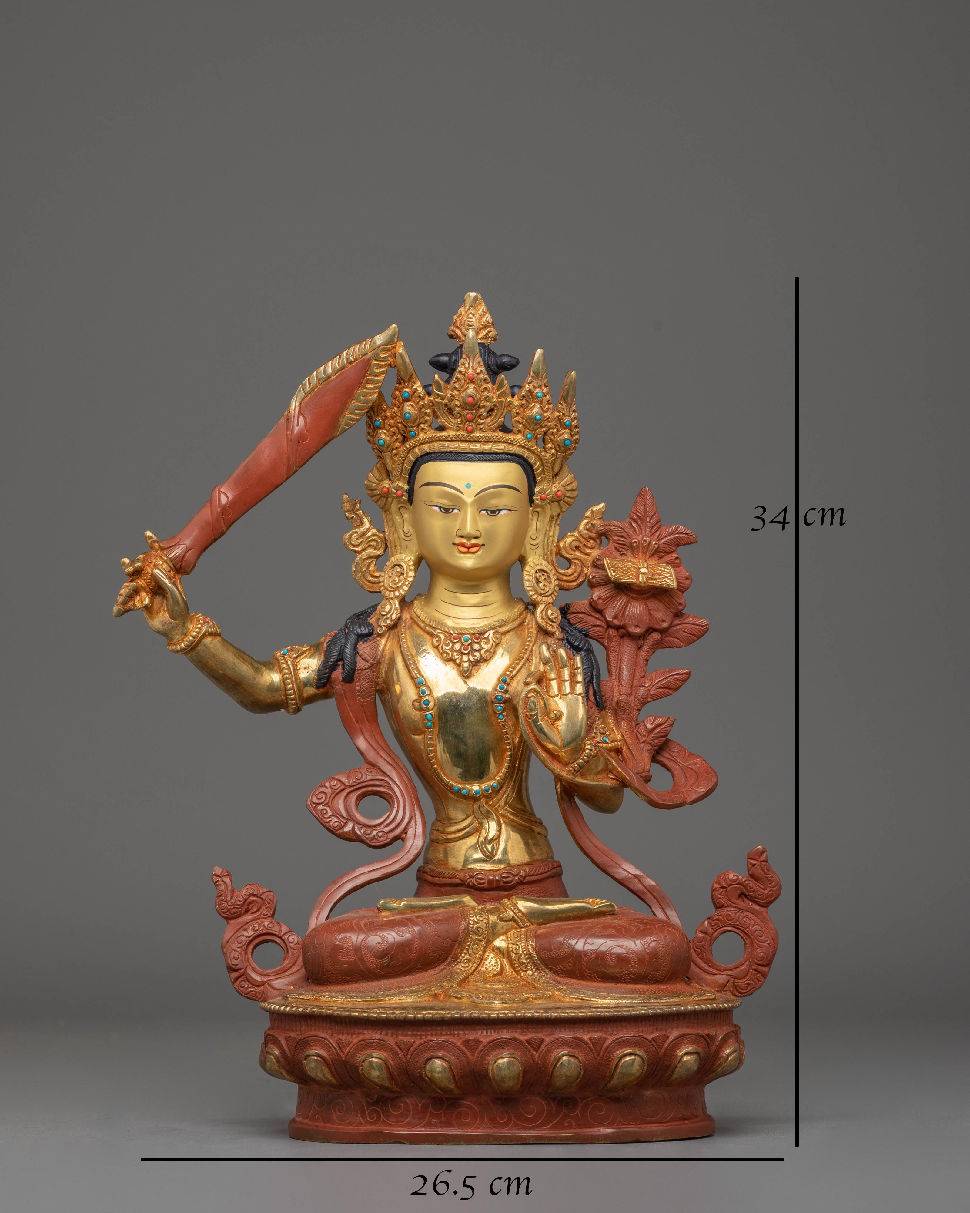Handmade Bodhisattva Manjushri Statue | Bodhisattva Wisdom Deity