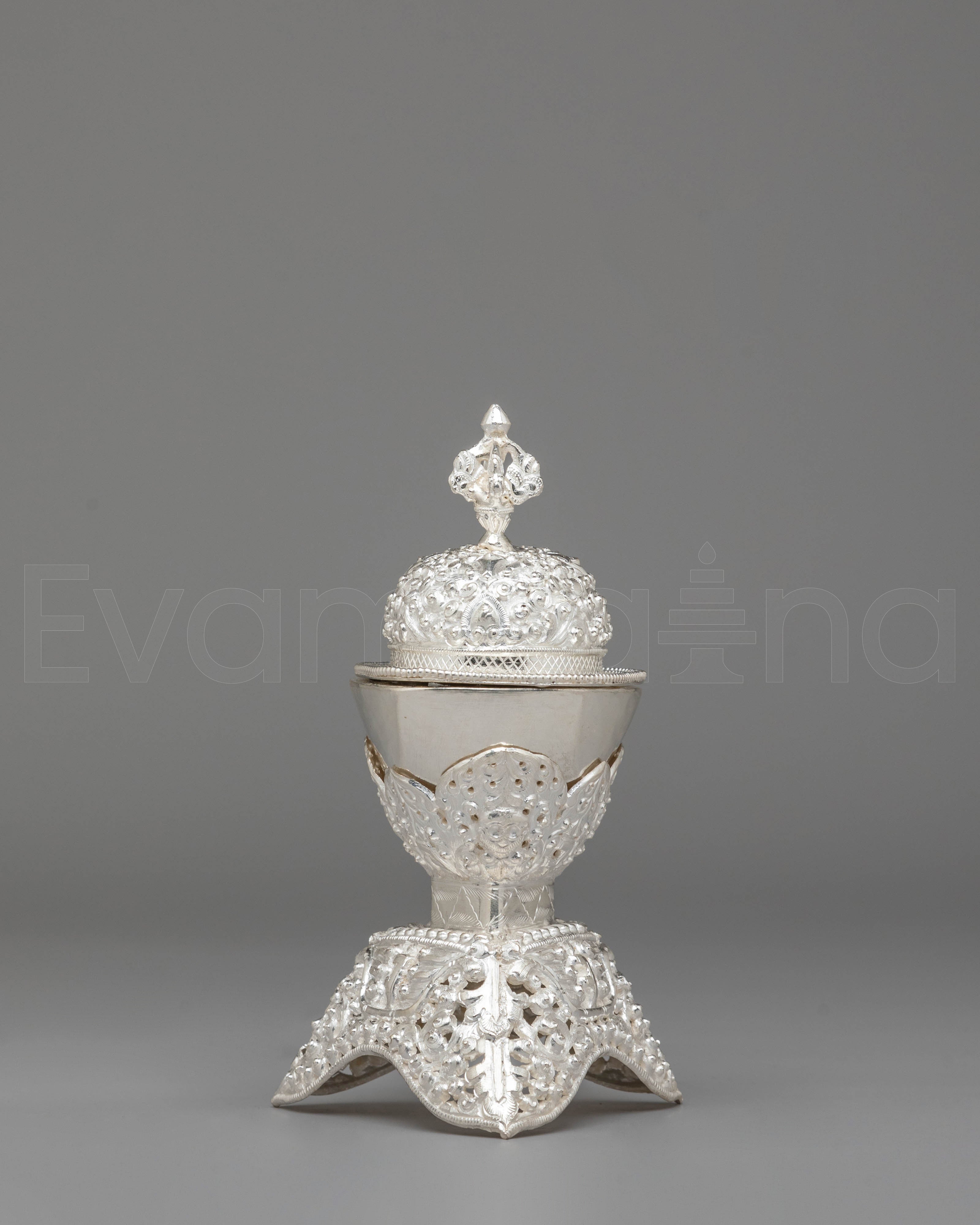Silver Kapala for Buddhist Rituals