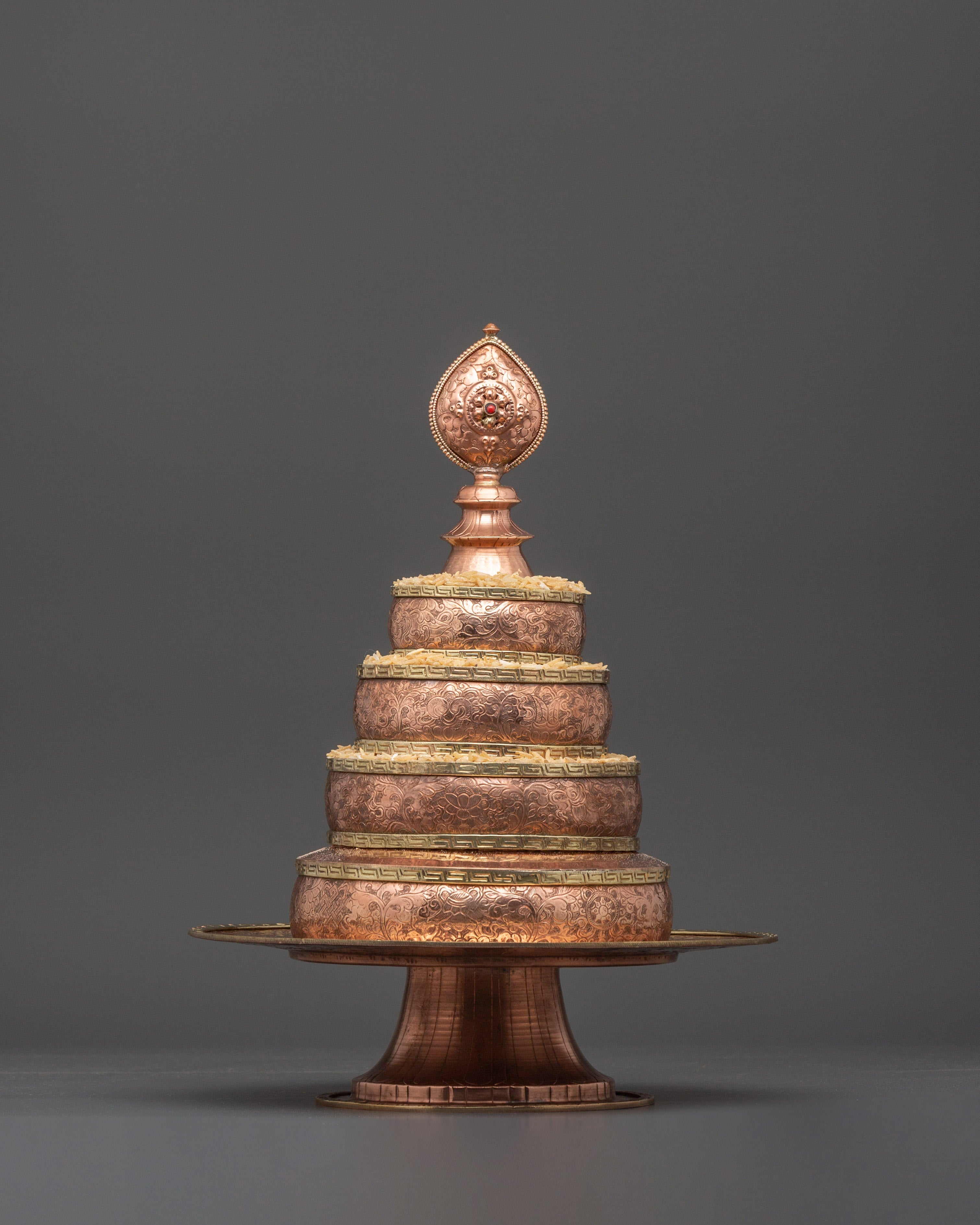 Copper Tibetan Mandala Offering Set