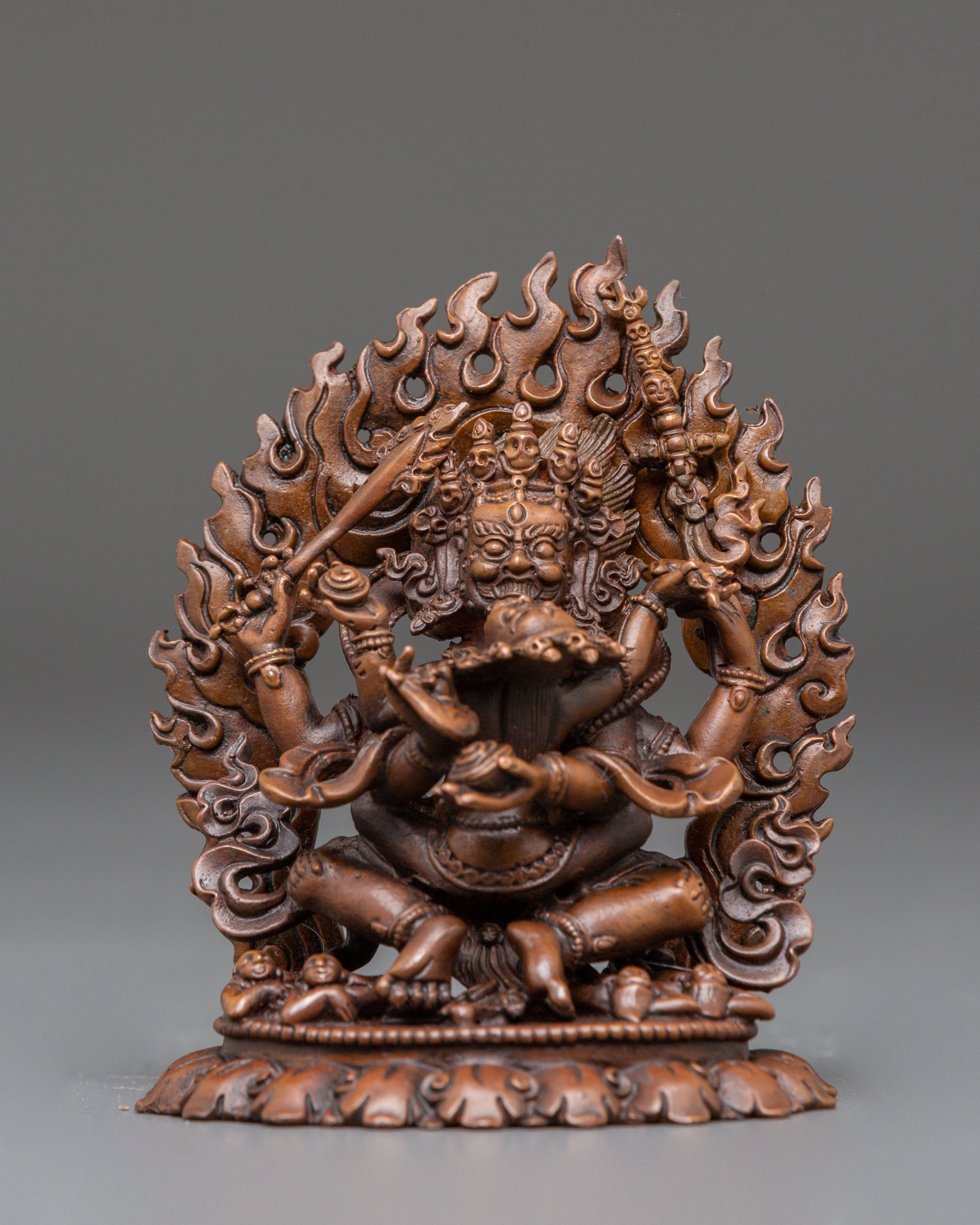 Buddhist Guardian 4 Armed Mahakala | Tibetan Wrathful God Figurine