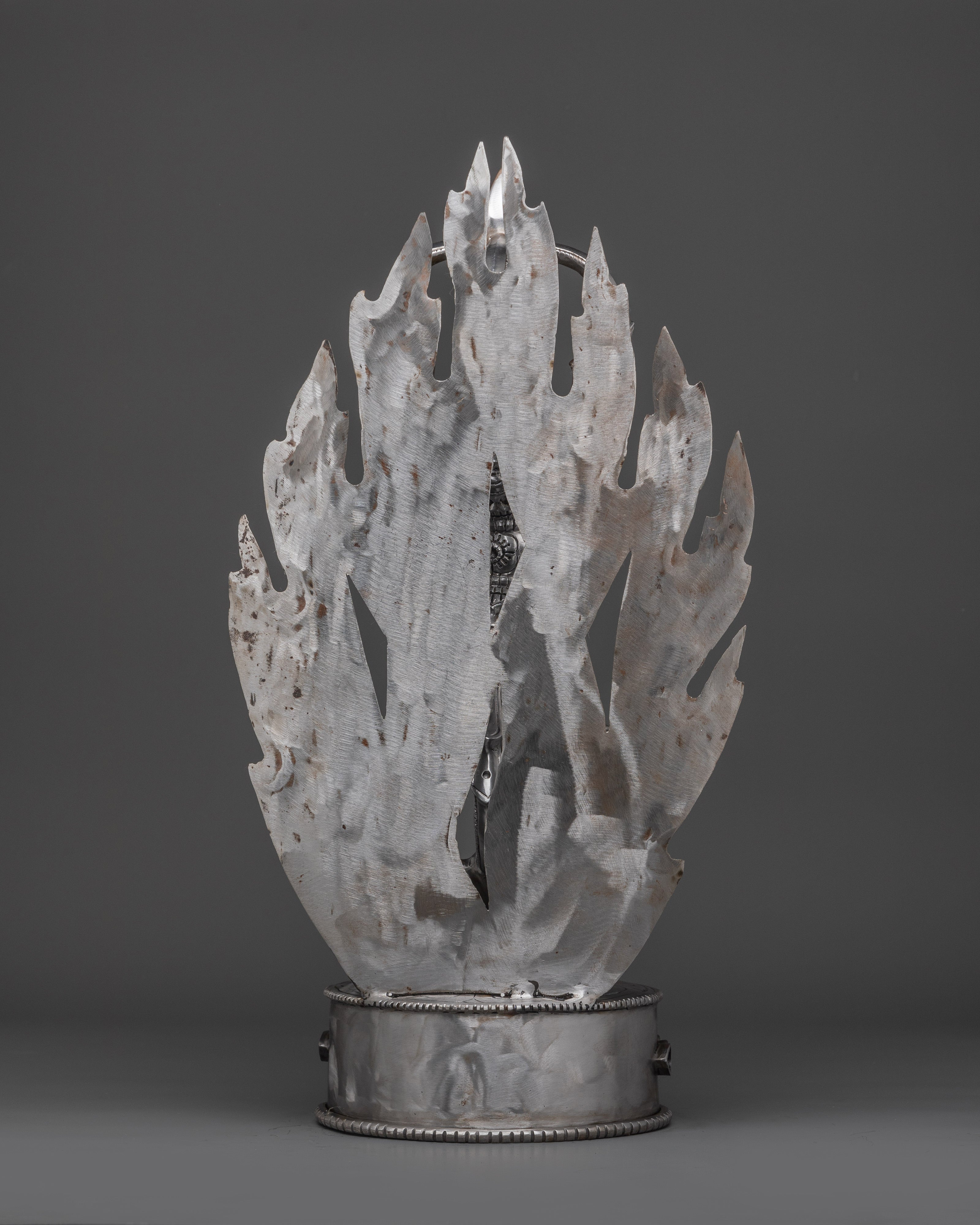 Tibetan Silver Vajra With Stand | Iron Buddhist Ritual Tool
