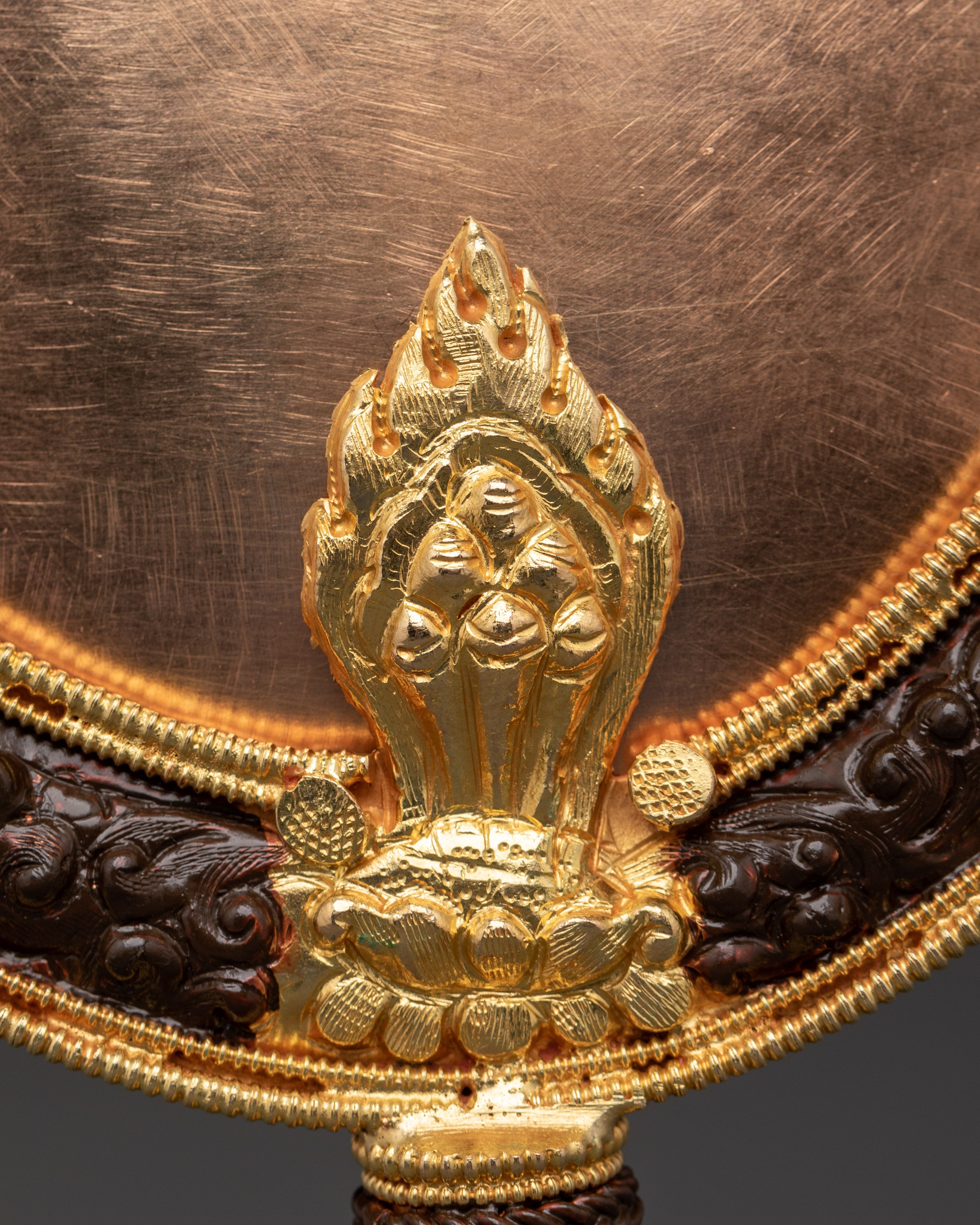 Tibetan Buddhist Ritual Mirror | Handmade Gold-Plated Copper Melong