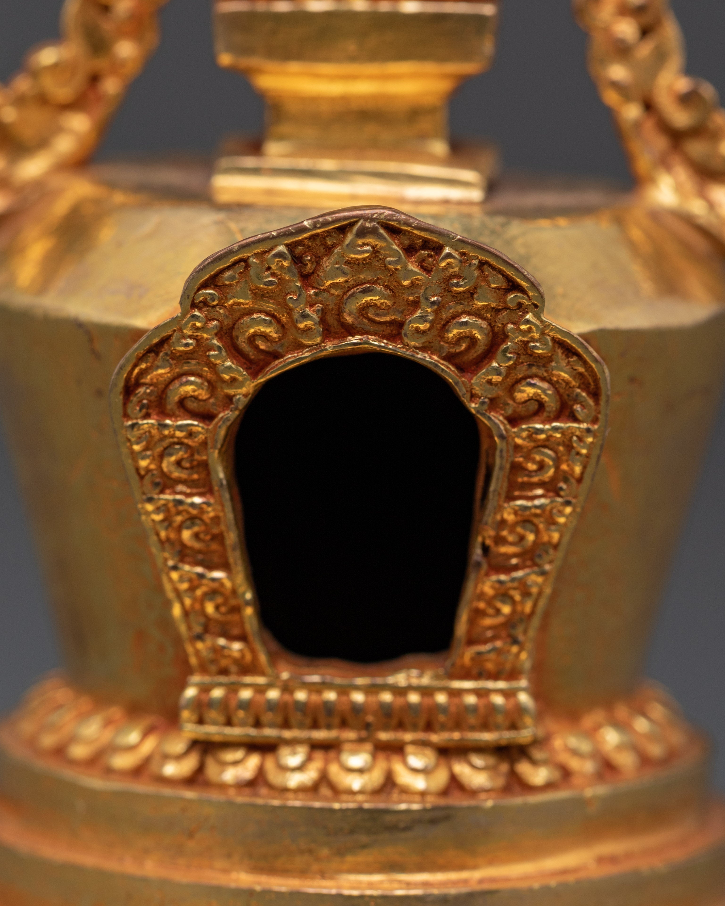 Sacred Copper Buddhist Shrine | Handcrafted Gold Plated Tibetan Decor
