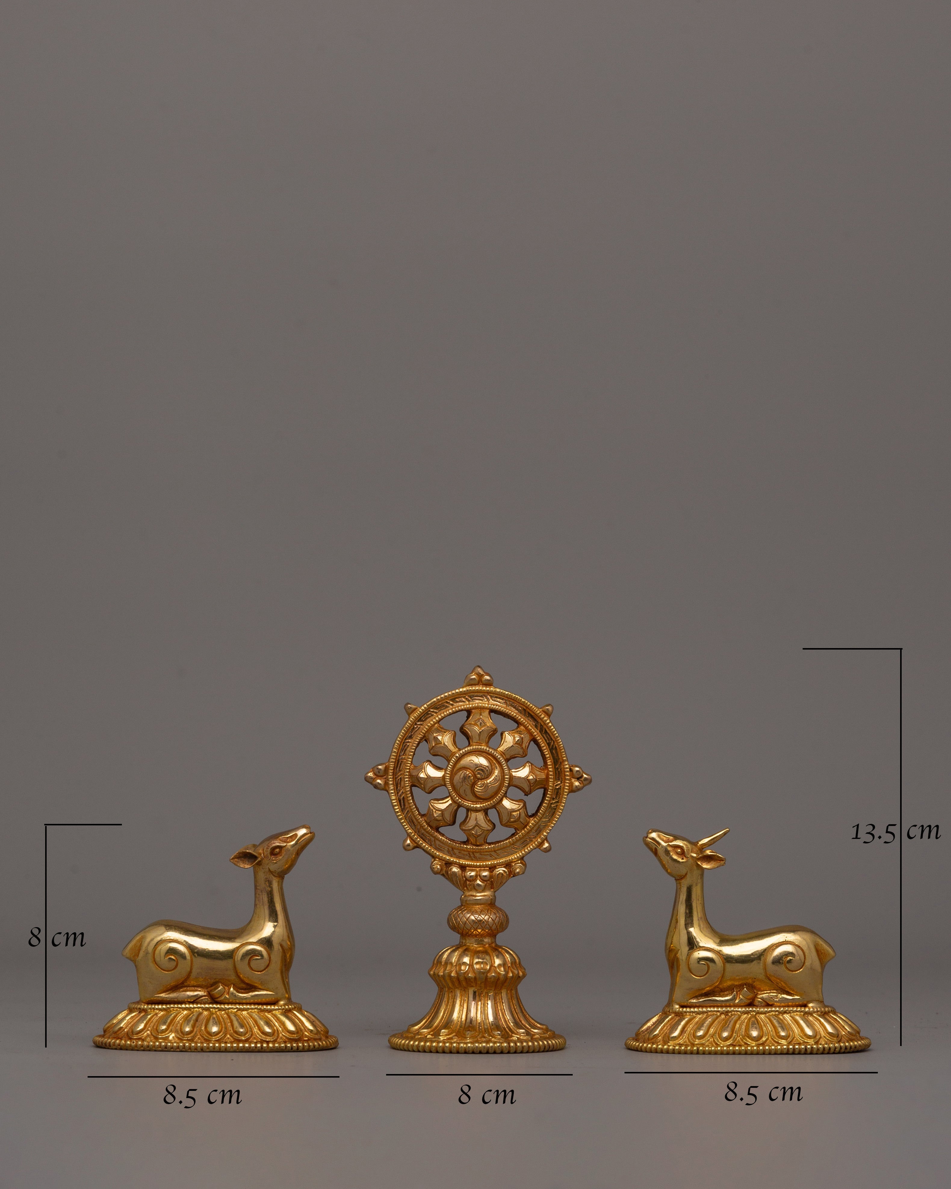 Copper Dharma Wheel with Deer Set | perfect for meditation