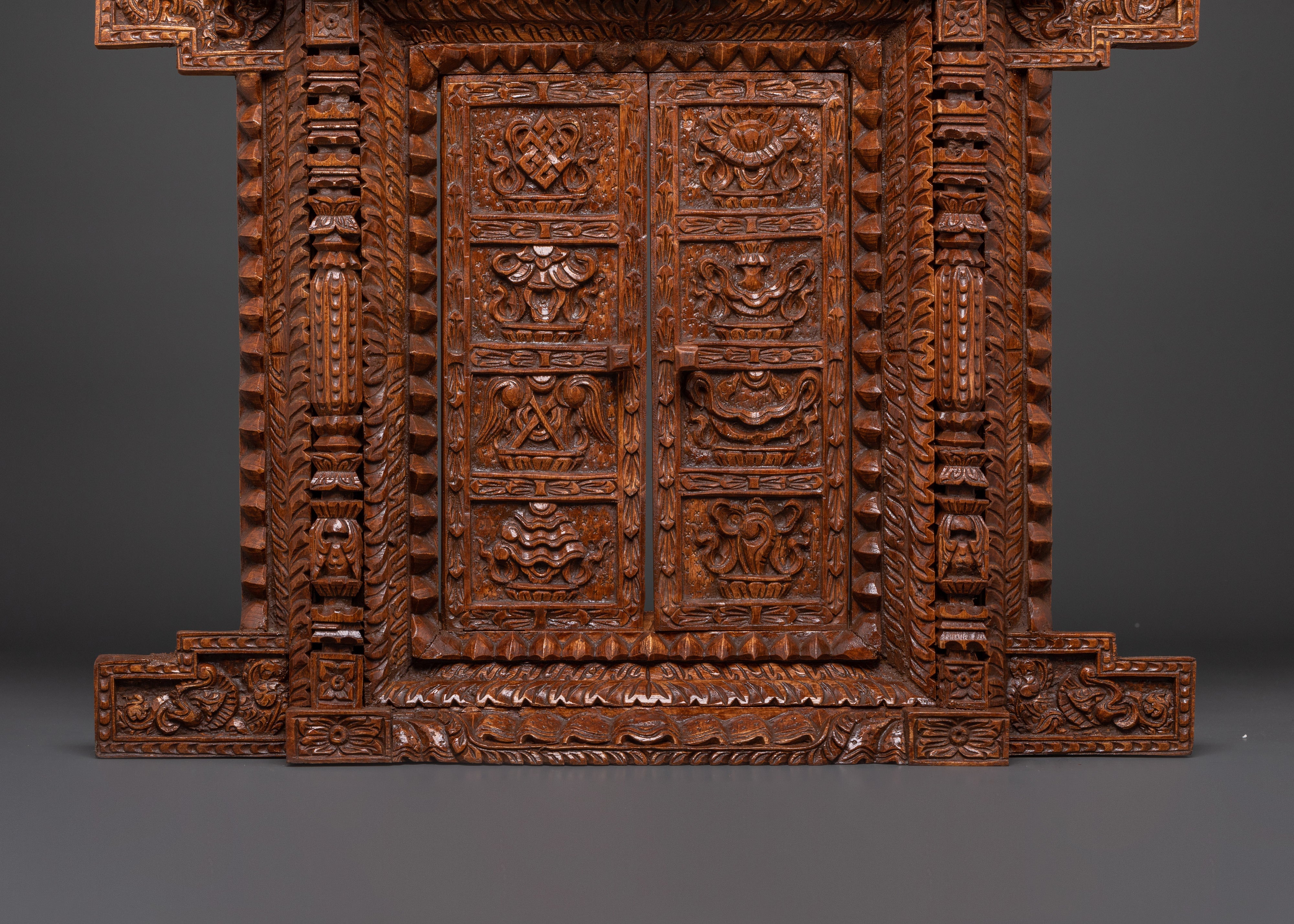 Auspicious Symbols Adina Wood Wall Hanging | Handcrafted Spiritual Decor