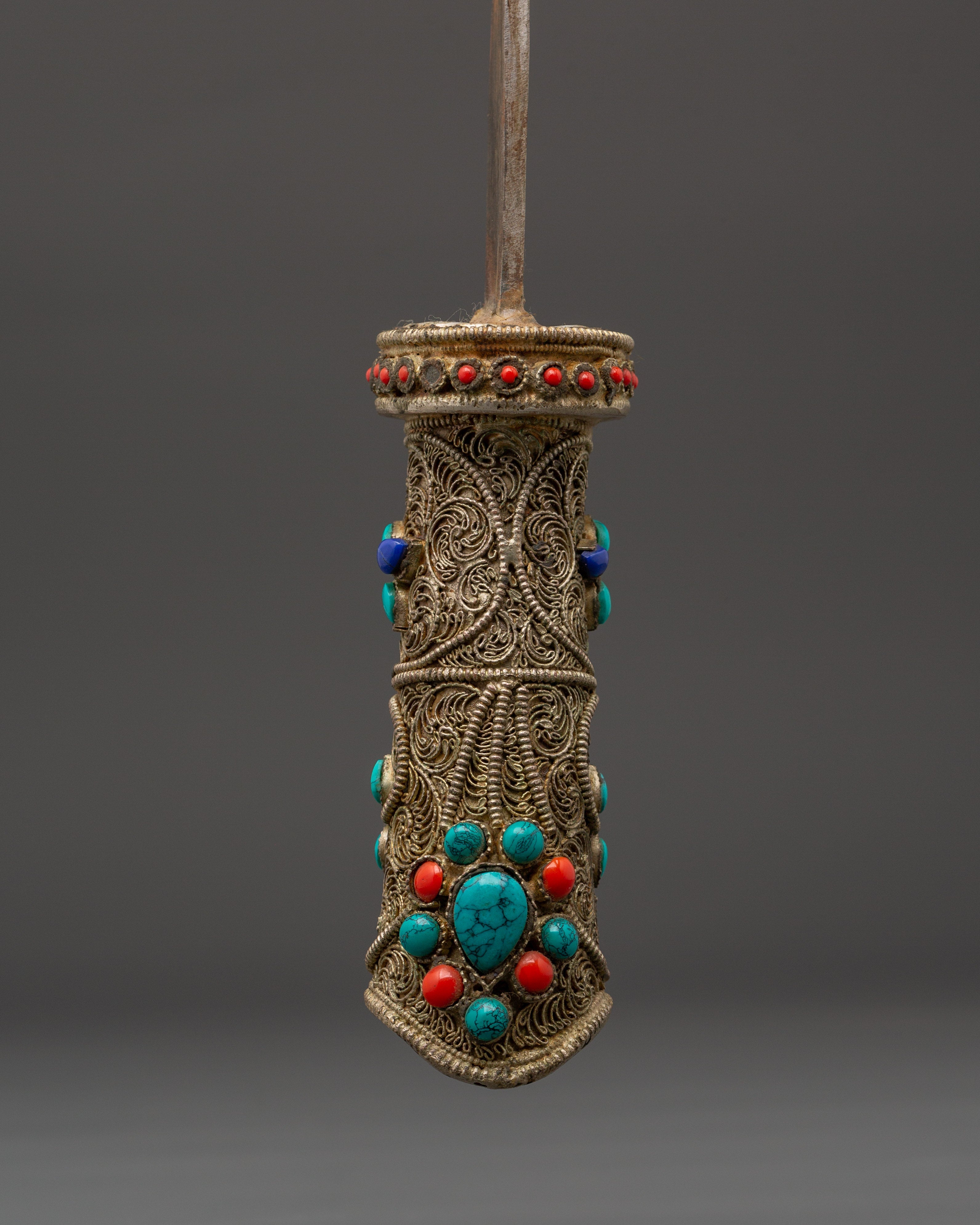 Himalayan Ceremonial Dagger | Ritual Knife with Gemstone Inlay