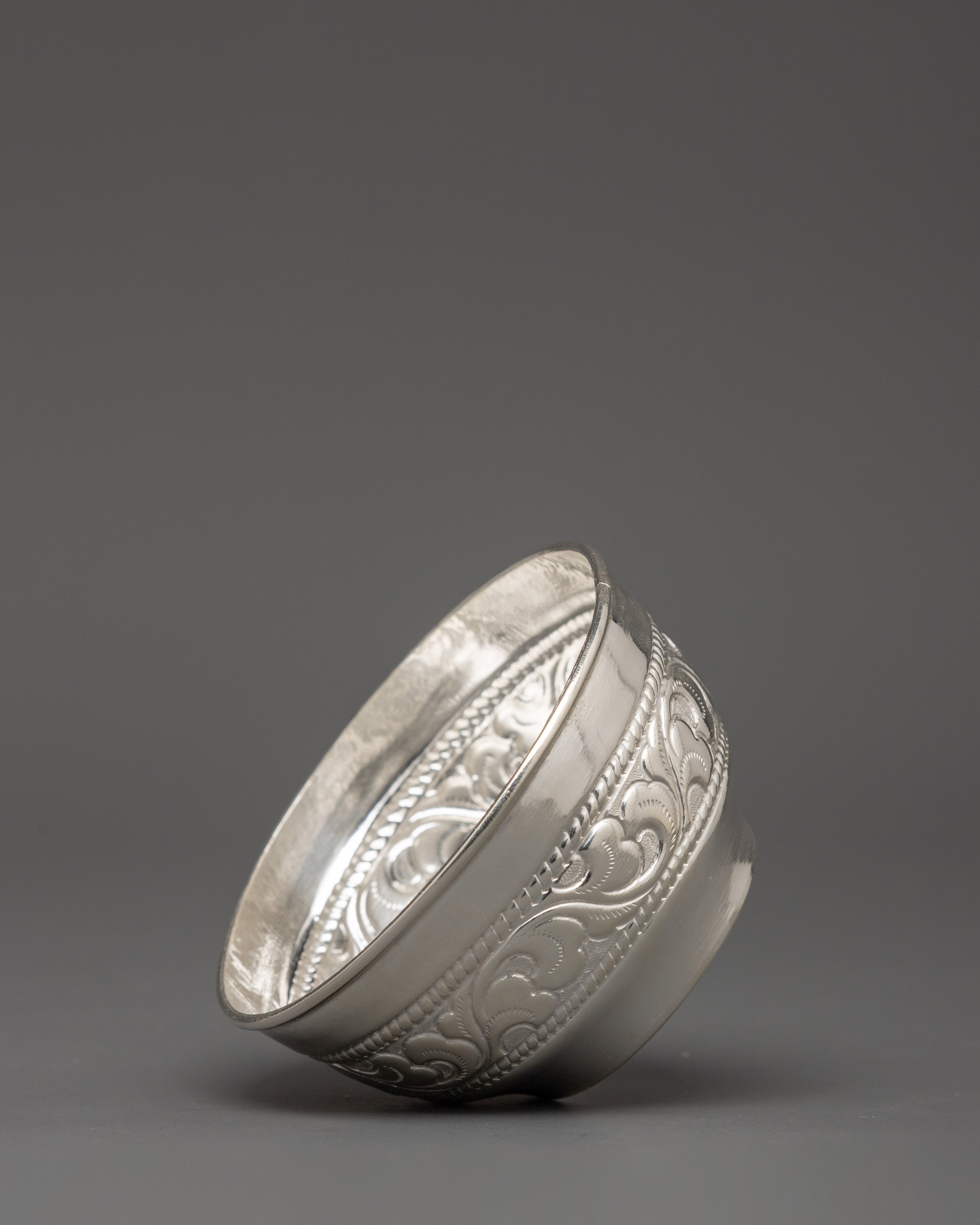 Handcrafted Pure Silver Water Offering Bowl Set | Ritual & Meditation Decor