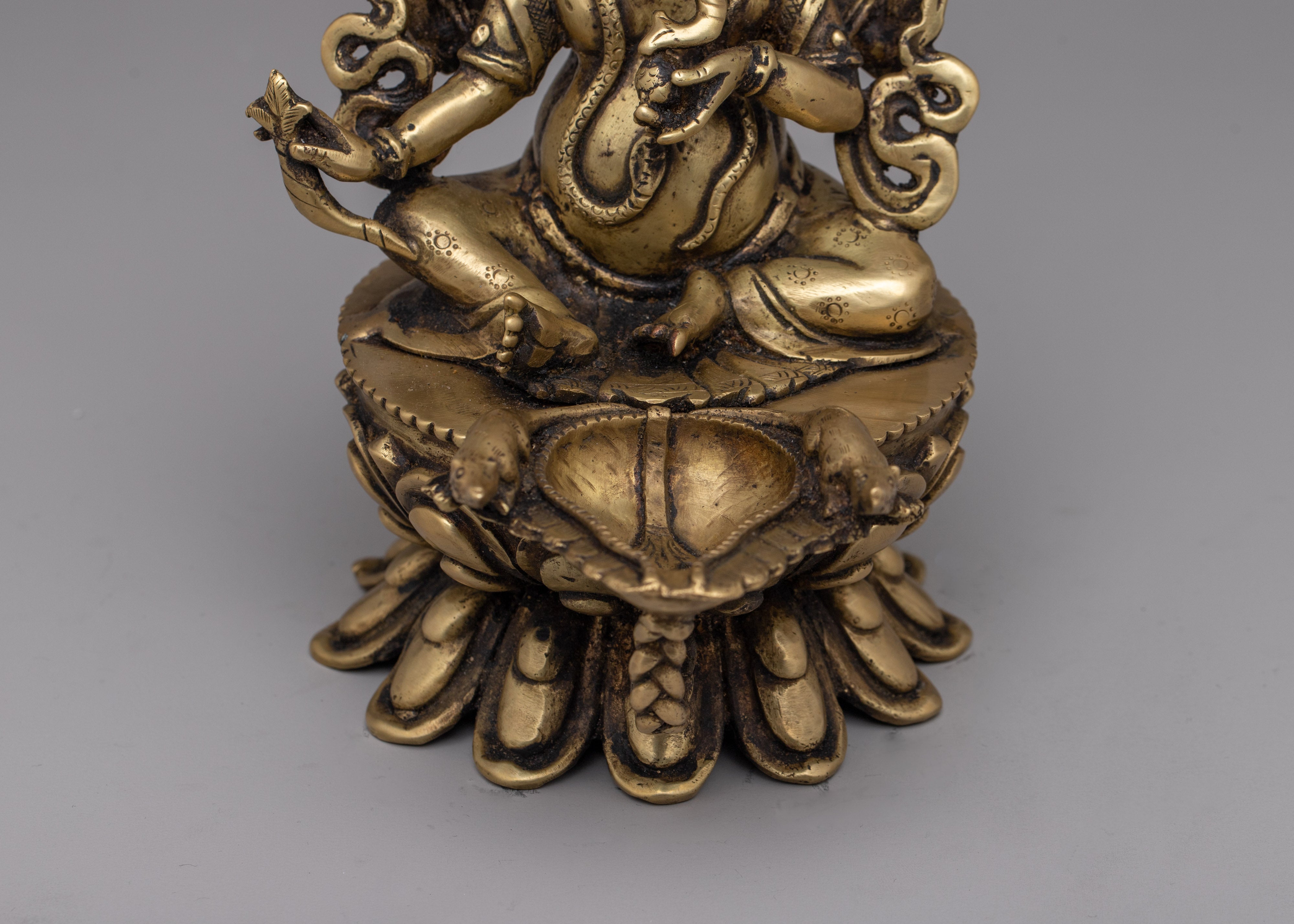 Brass Ganesha Lamp | Handmade Hindu Elephant God Diya Oil Lamp