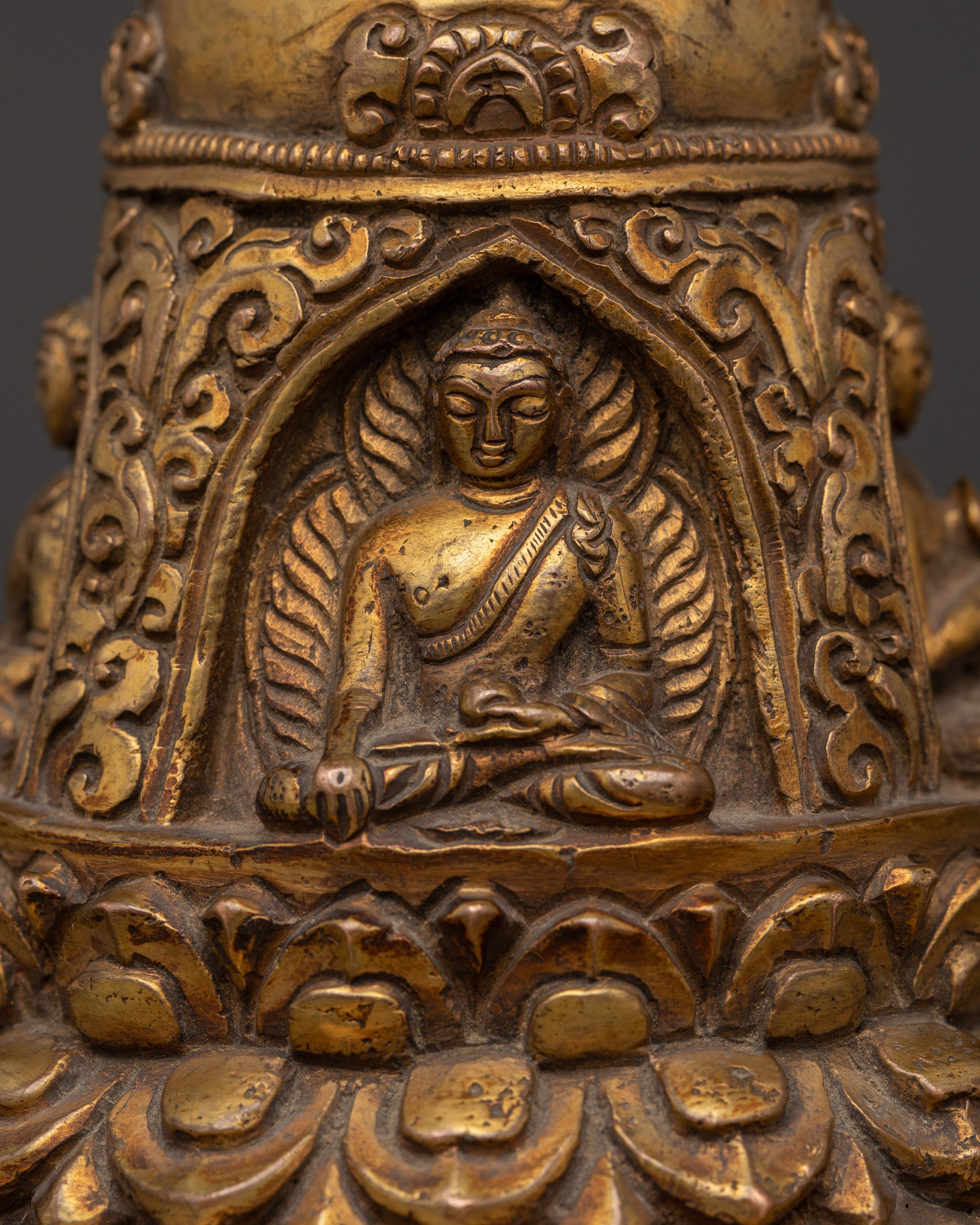 Handcrafted Brass Buddhist Stupa | Spiritual Altar Decor