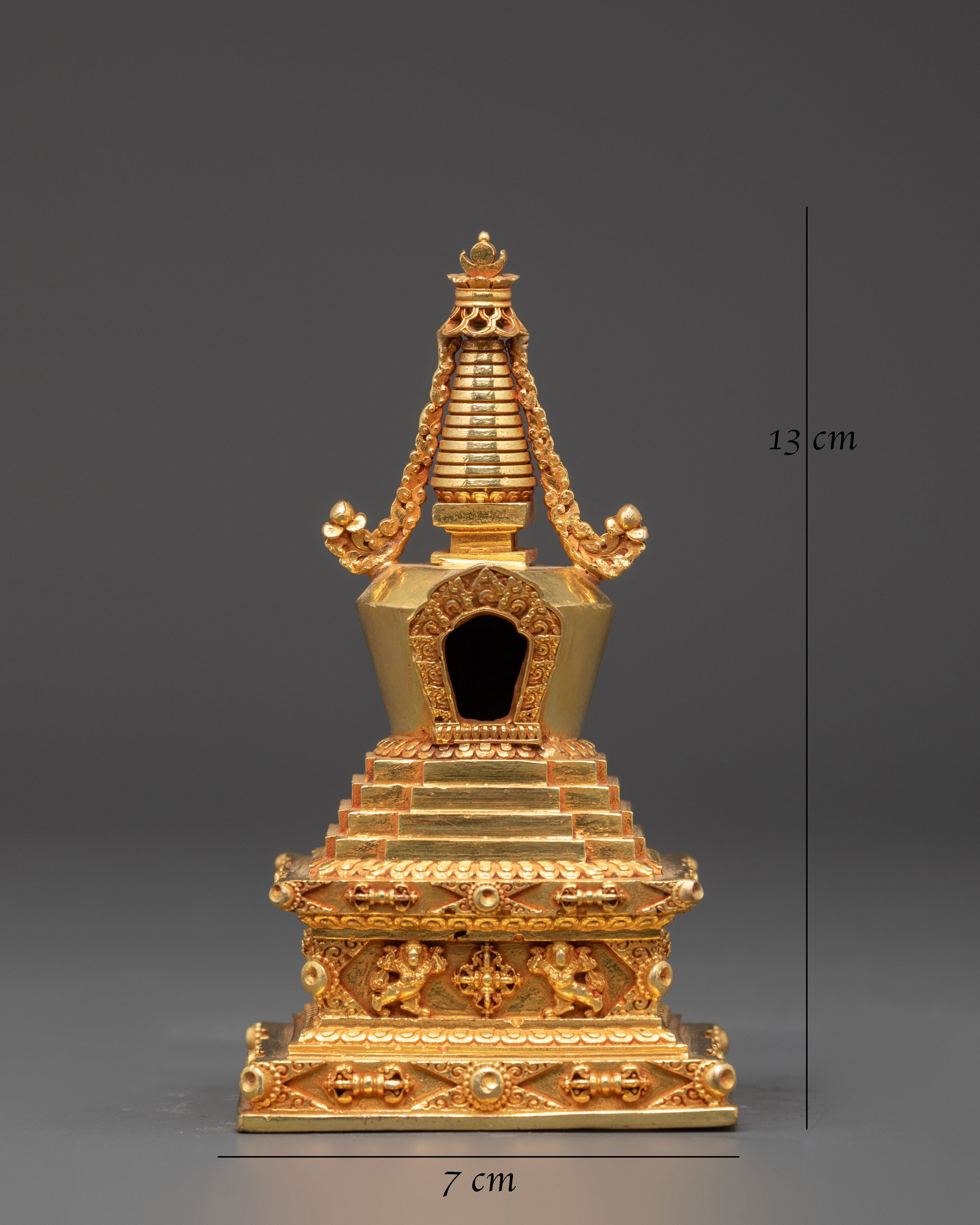 Tibetan Buddhist Ritual Shrine | Handcrafted Gold Plated Copper Altar Decoration