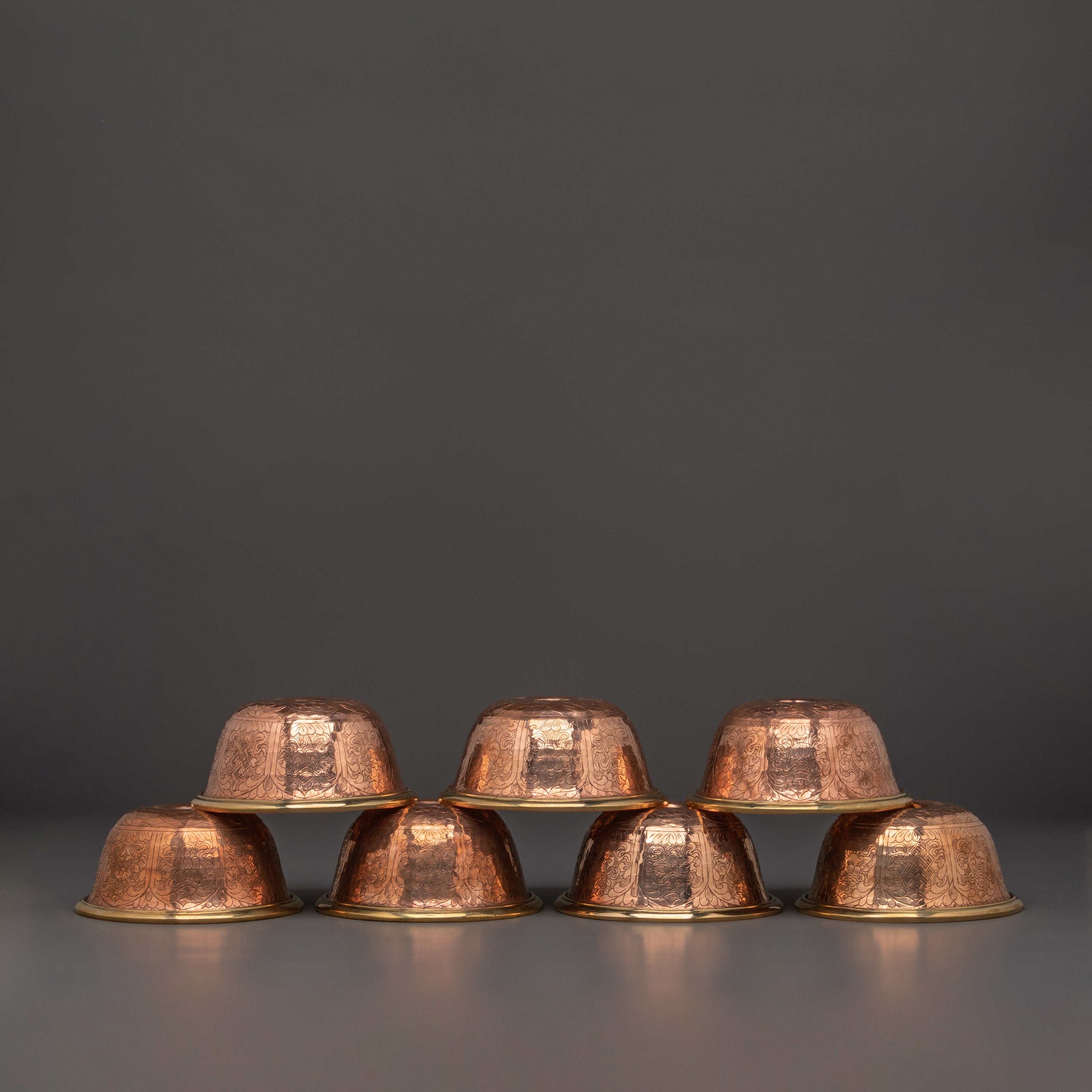 Seven-Offering Bowls Set | Copper and Brass Ritual Bowls