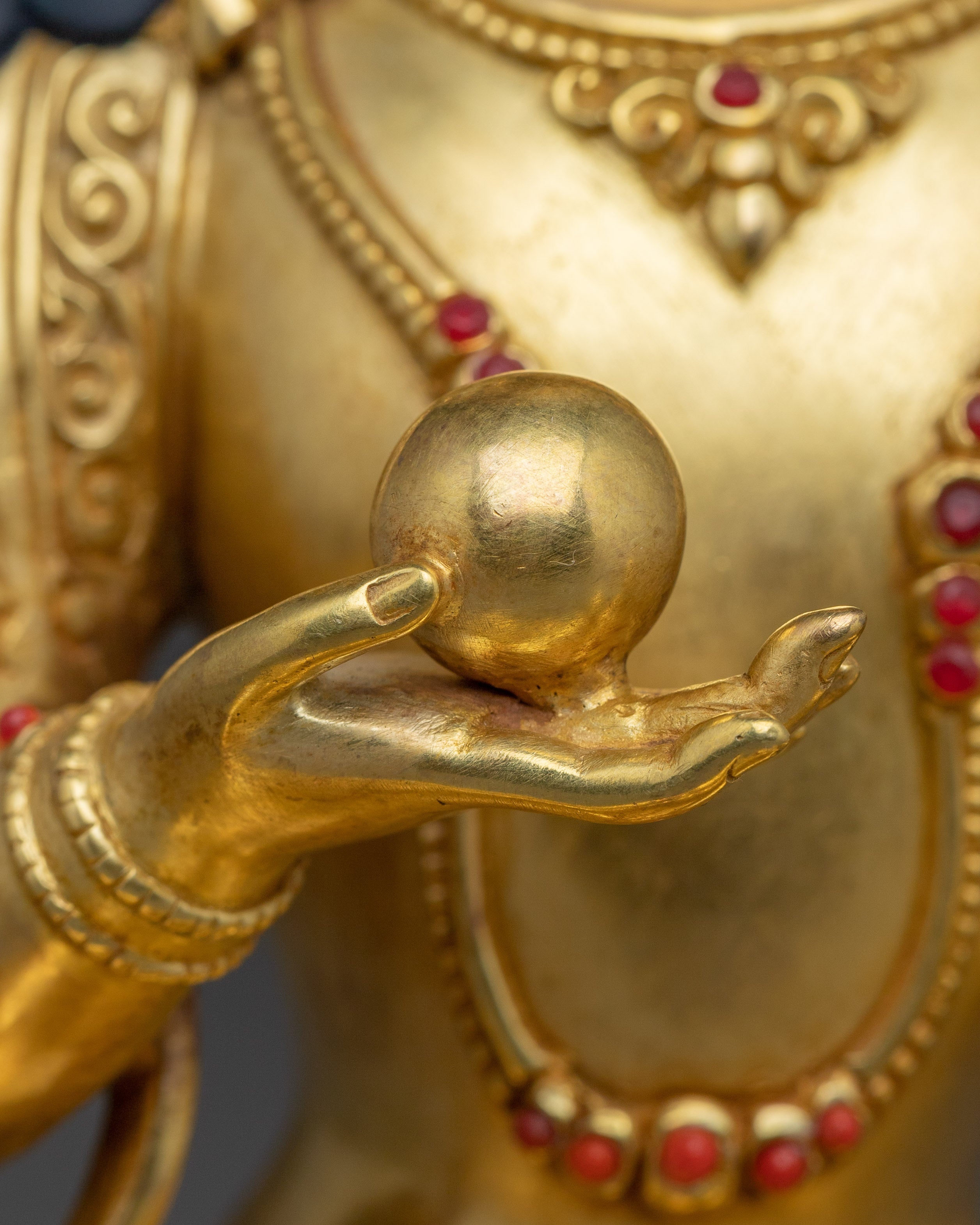 24K Gold Gilded Kshitigarbha Statue | Sacred Compassion and Protection in Copper