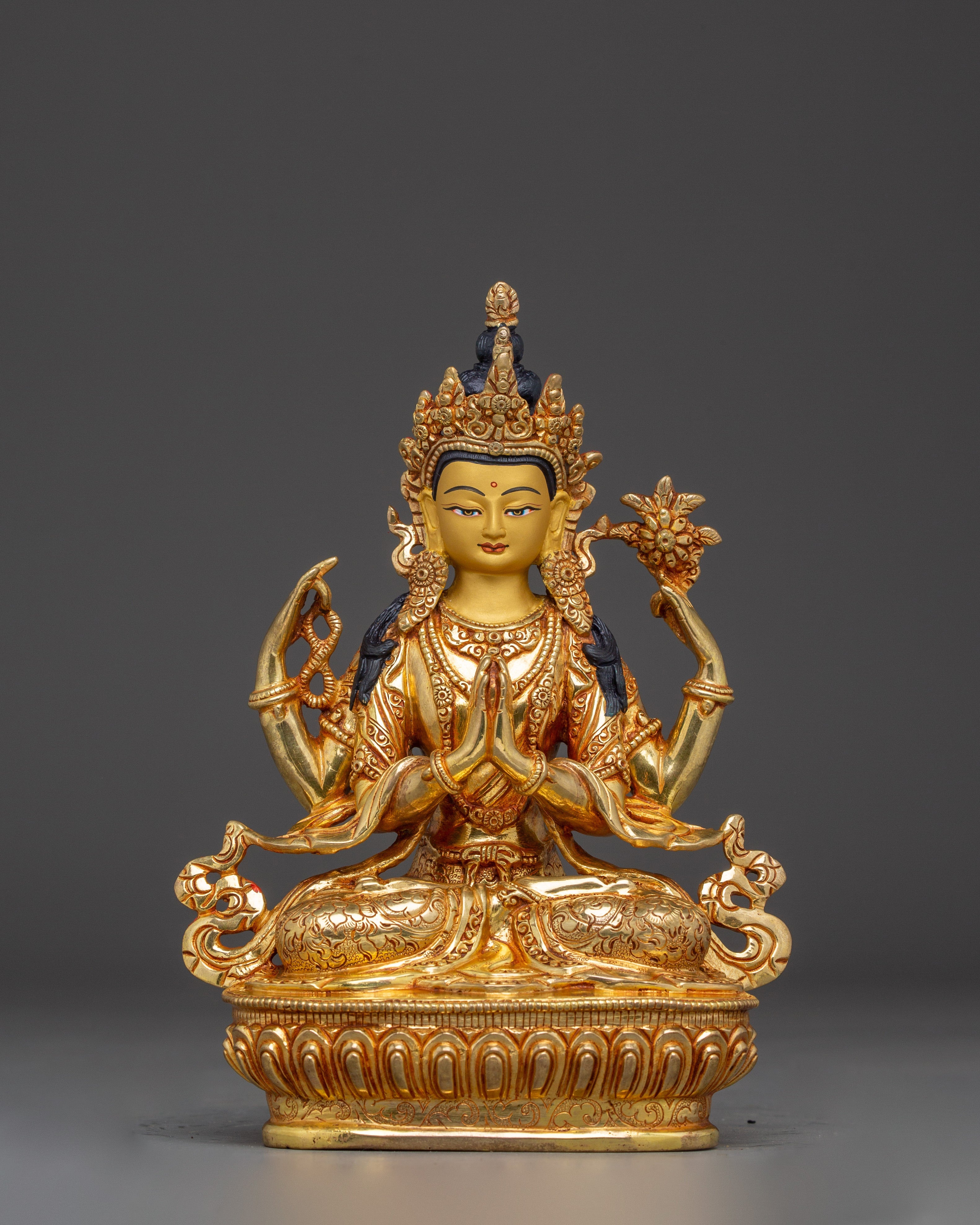 Handcrafted Avalokiteshvara Copper Statue