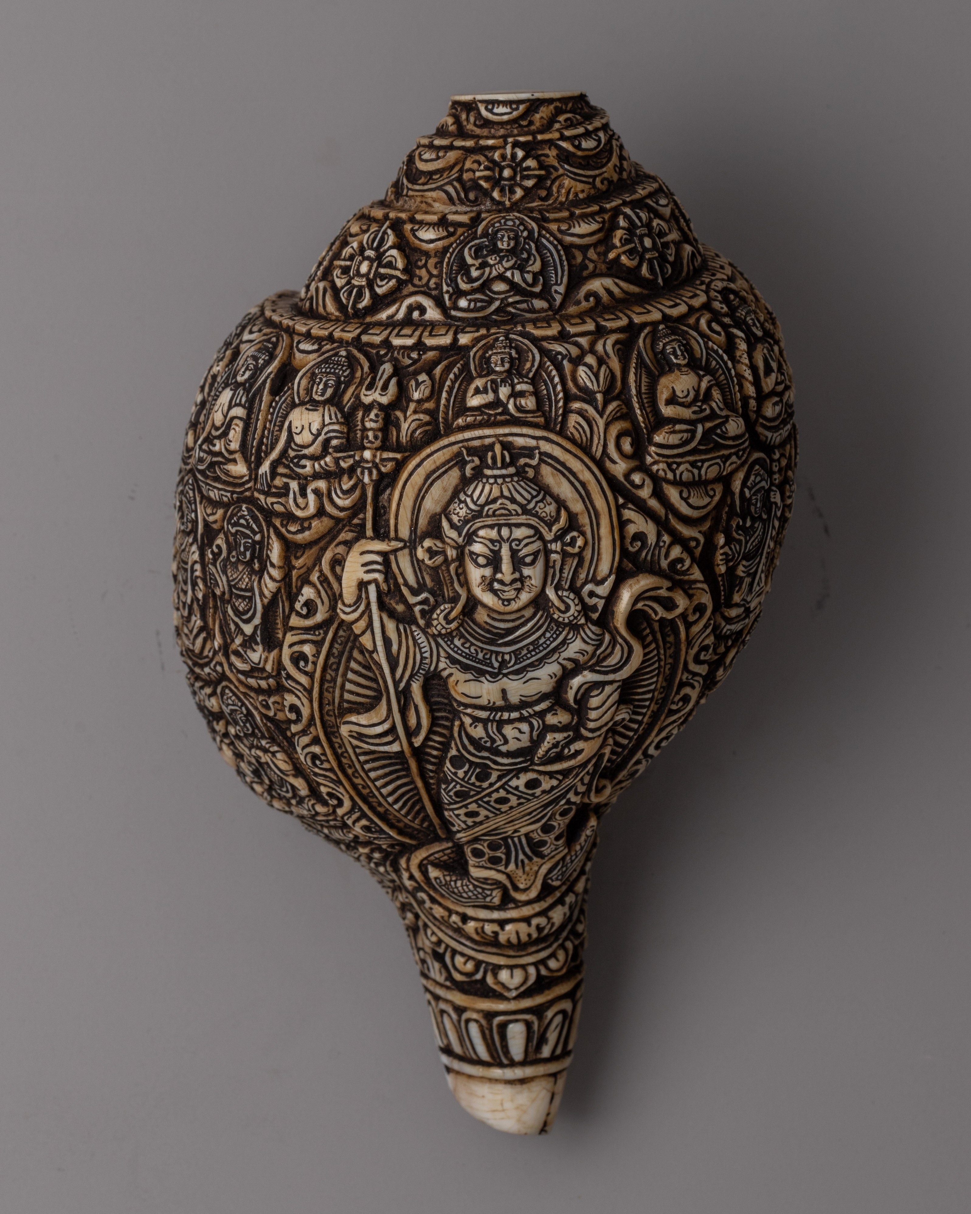 Handcrafted Traditional Tibetan Conch Shell | Sacred Buddhist Sankha