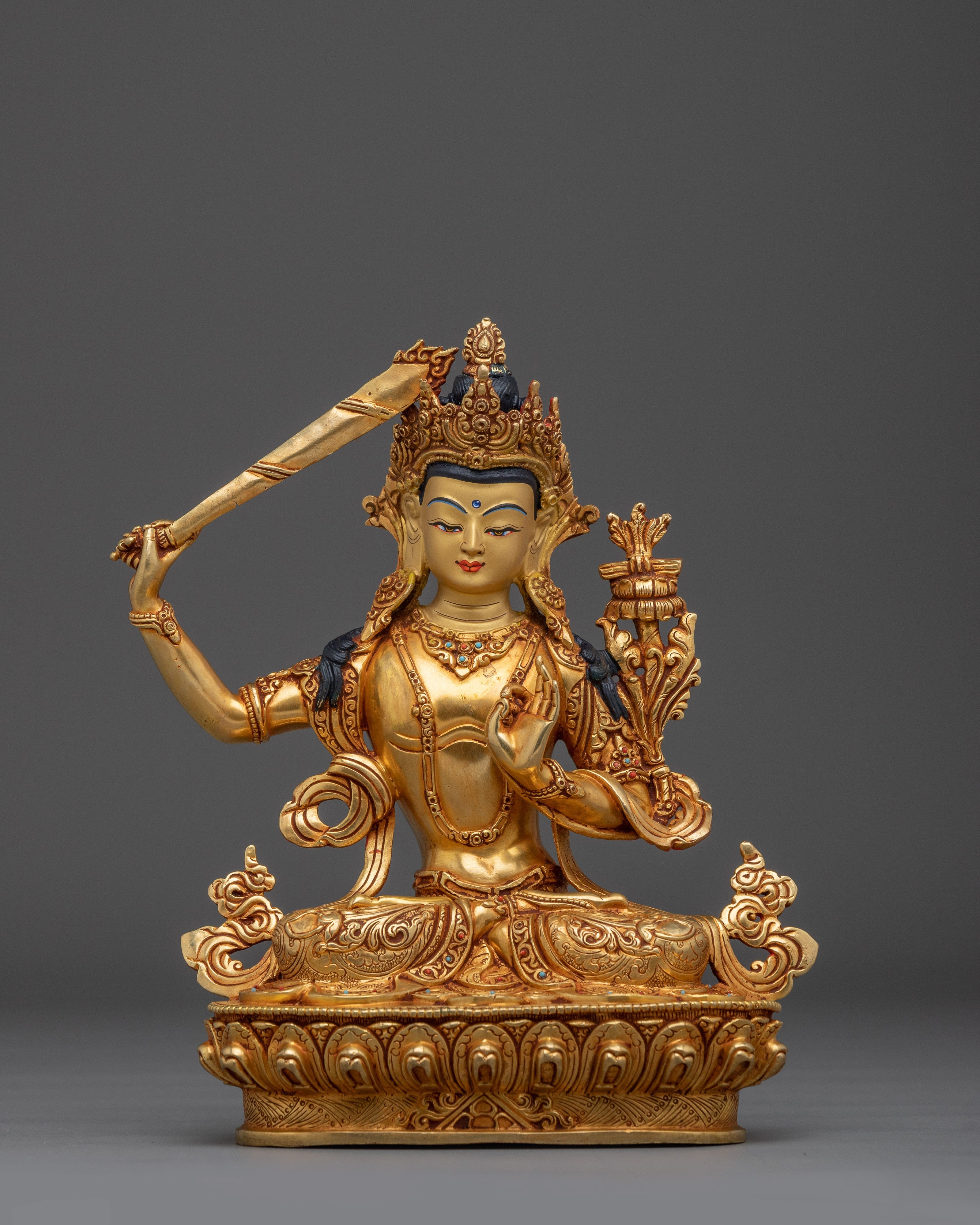 Golden Wisdom Embodiment Manjushri Statue