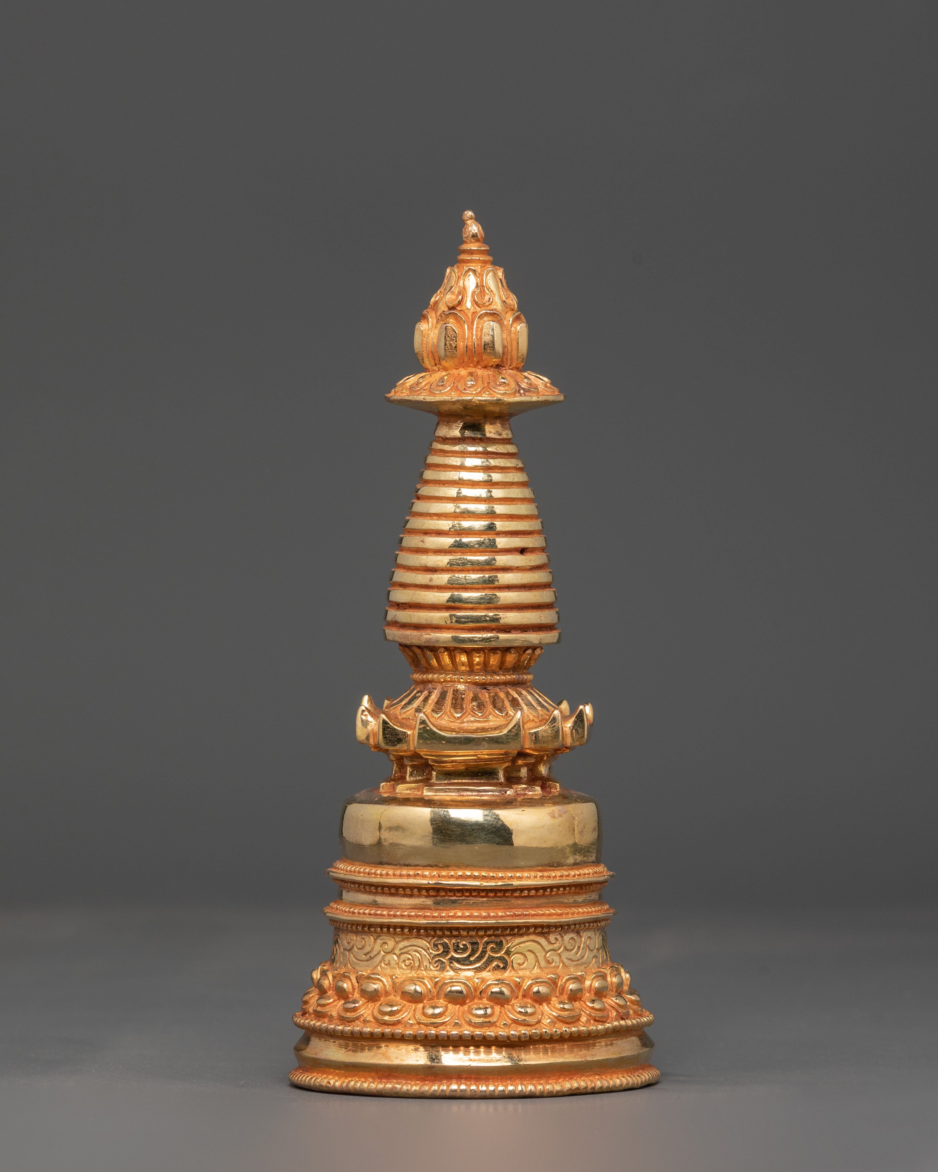 Tibetan Chorten Shrine Decor | Copper Stupa Shrine Decor