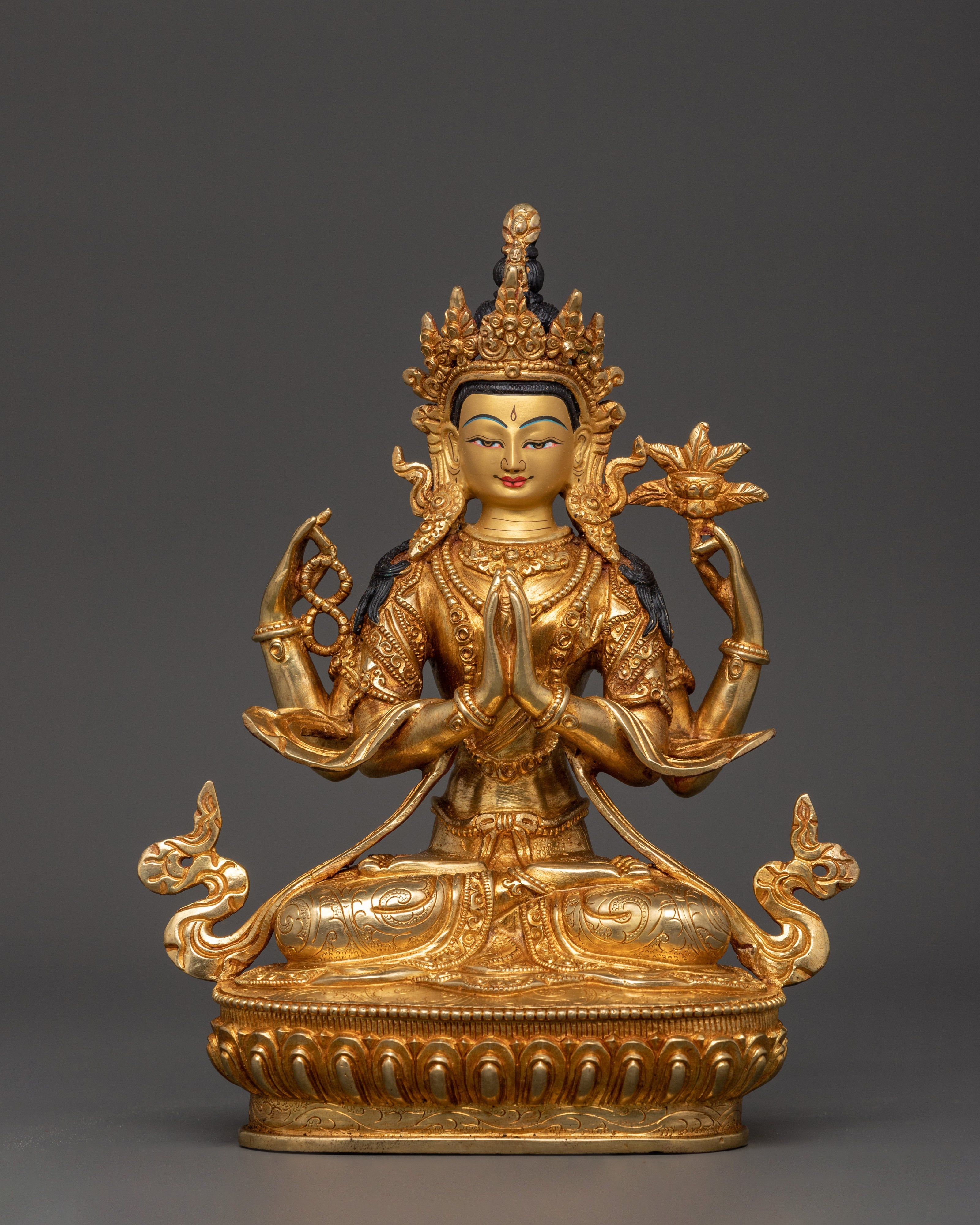 Sacred Gold-Plated Chenresig Statue